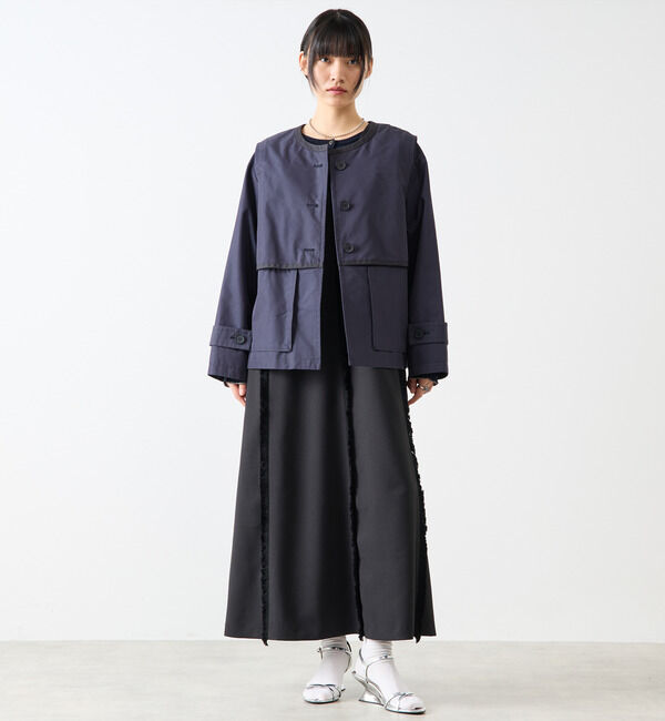 Soffitto「2枚着てる風配色パイピング短丈コート」|その他|