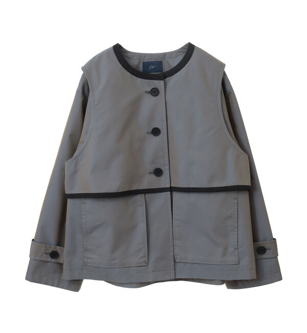 Soffitto「2枚着てる風配色パイピング短丈コート」|その他|