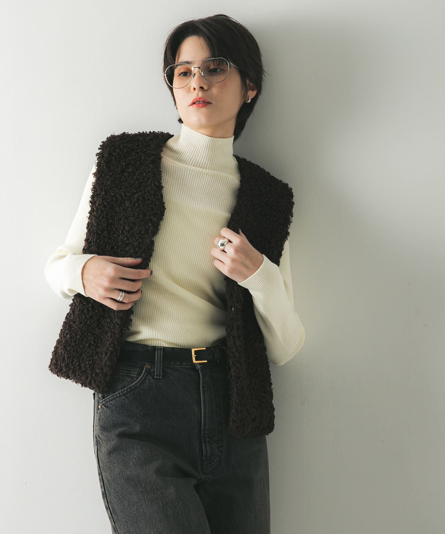 URBAN RESEARCH「ECOPELカーリーファーベスト」|ベスト・ジレ|