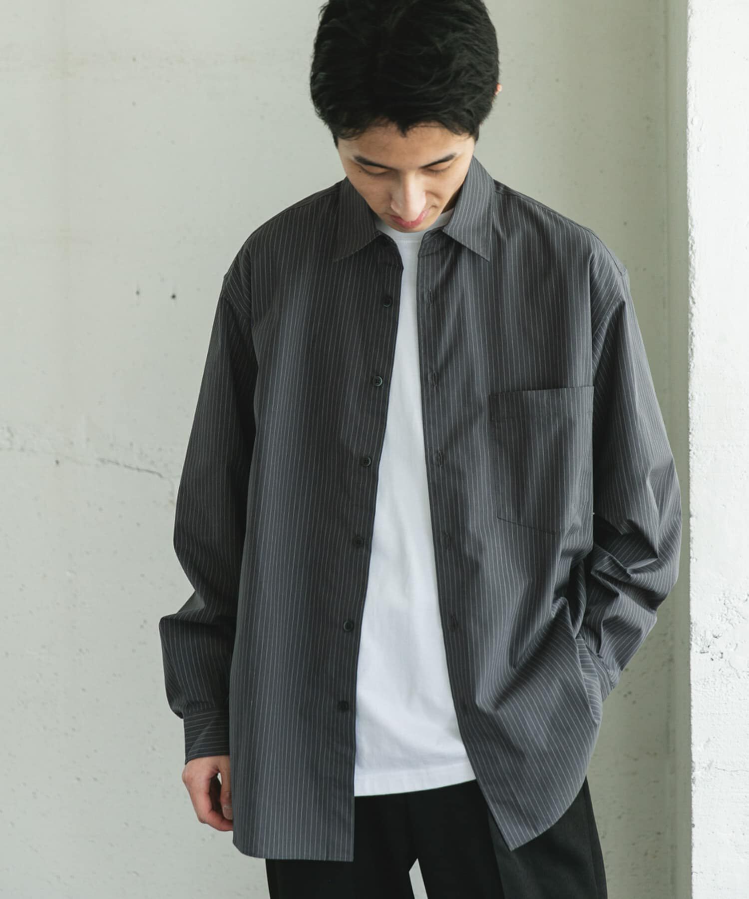 URBAN RESEARCH DOORS「TCブロードレギュラーカラーロングスリーブシャツ」|シャツ・ブラウス|ストライプ