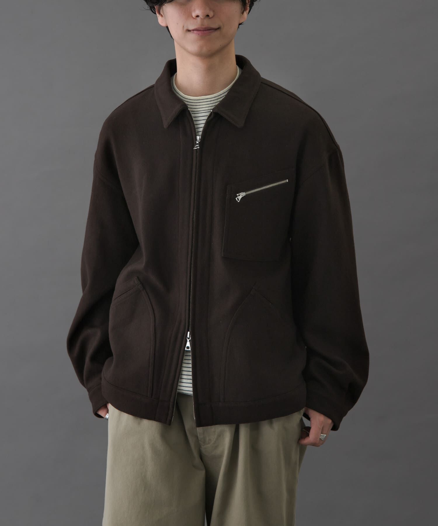 URBAN RESEARCH DOORS「FORK&SPOON　ウールショートブルゾン」|ブルゾン・スタジャン|ブラウン
