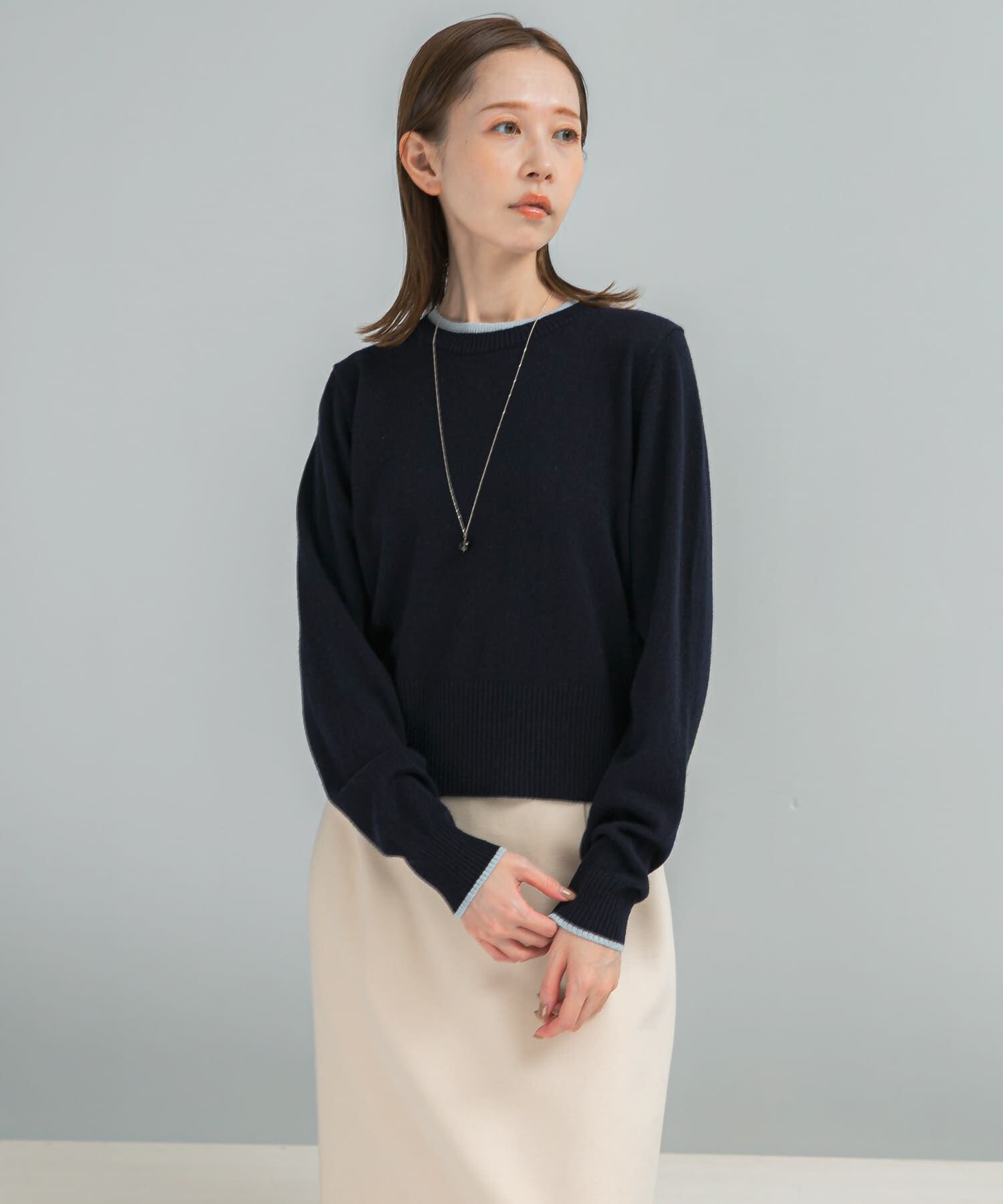 URBAN RESEARCH ROSSO「カシミヤ混バイカラーコンパクトニット」|ニット・セーター|