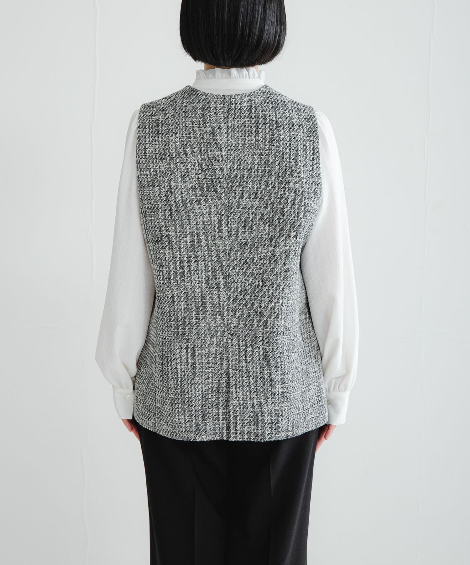 URBAN RESEARCH「ノーカラーツイードジレ」|ノーカラーコート|