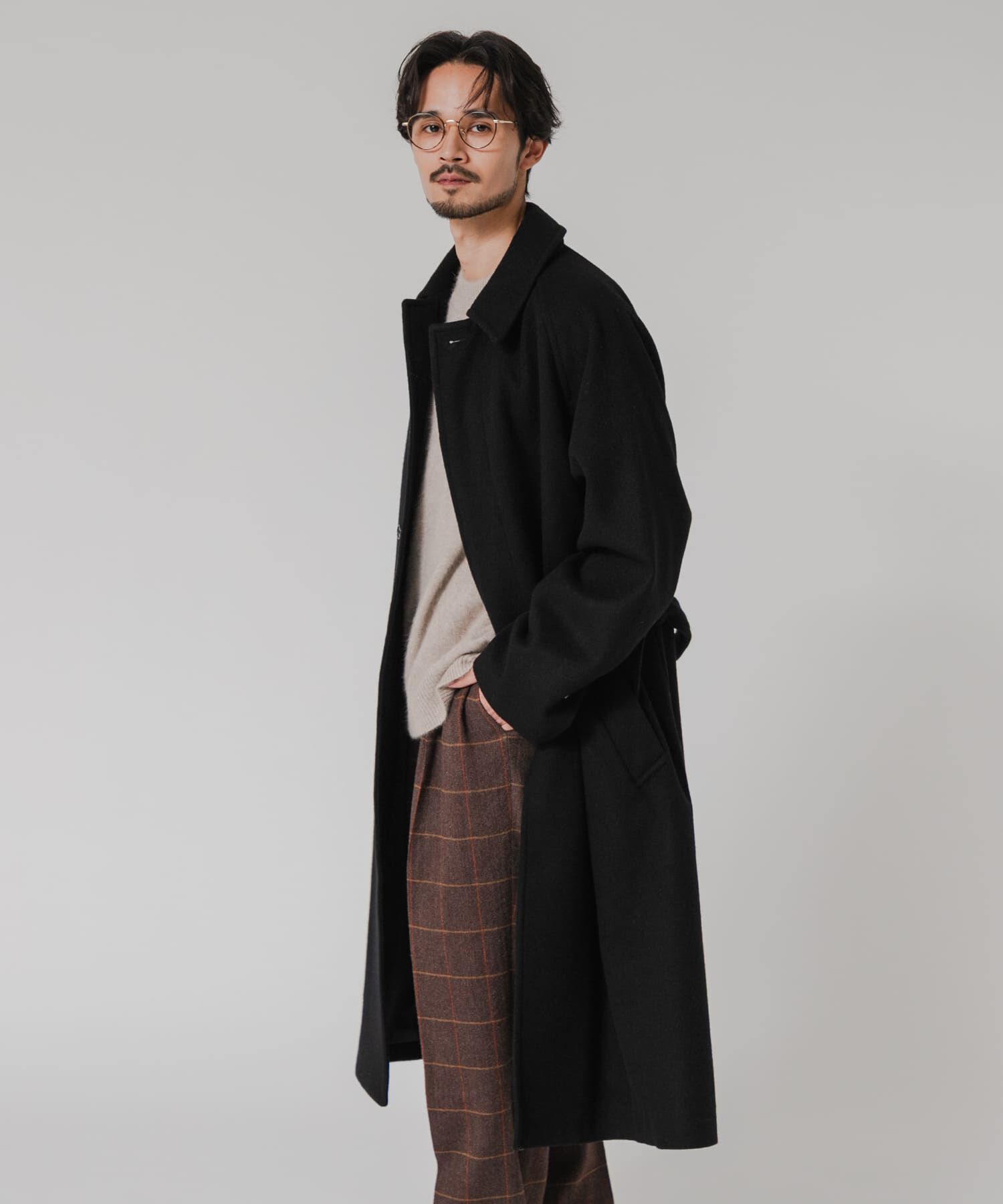 URBAN RESEARCH「WOOL BEAVER BELTED COAT」|ステンカラーコート|