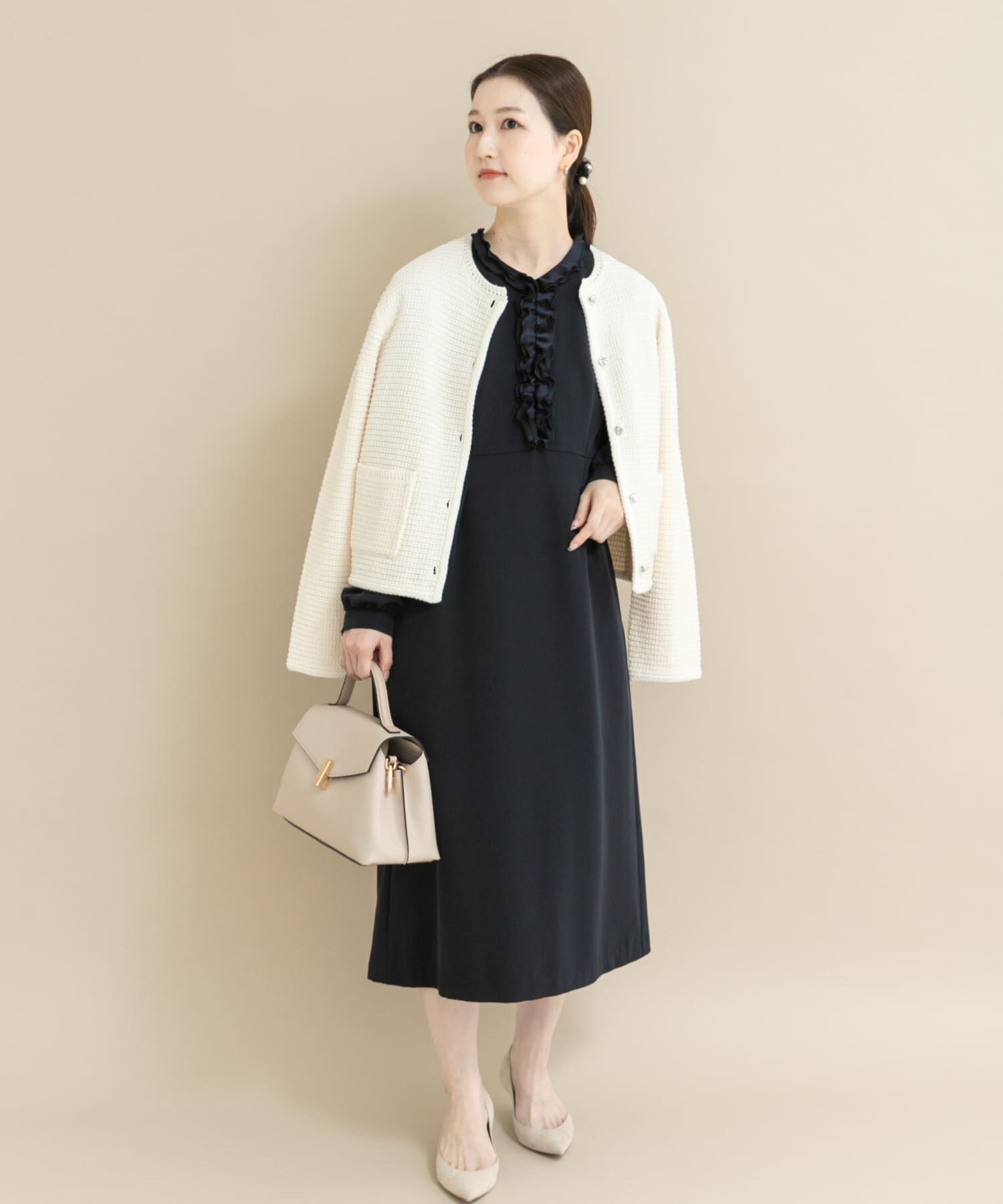 URBAN RESEARCH ROSSO「『WEB/一部店舗限定』ツイードノーカラーニットジャケット」|ノーカラージャケット|