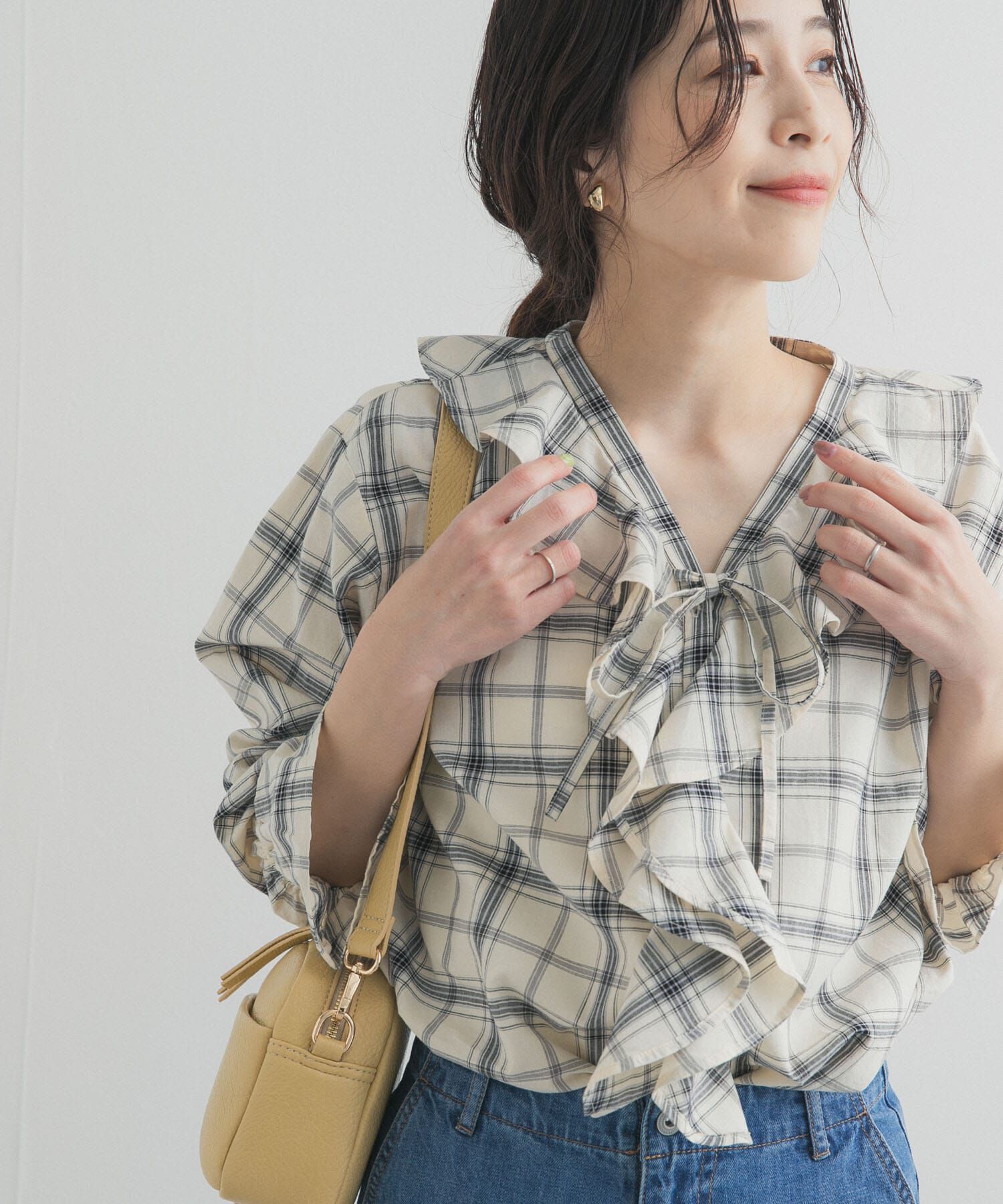URBAN RESEARCH DOORS「チェックフリルブラウス」|シャツ・ブラウス|