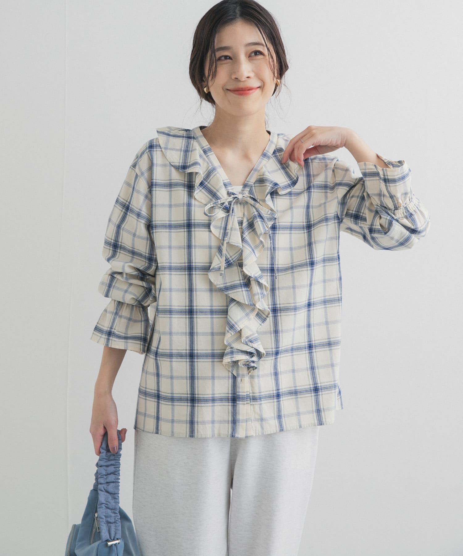 URBAN RESEARCH DOORS「チェックフリルブラウス」|シャツ・ブラウス|
