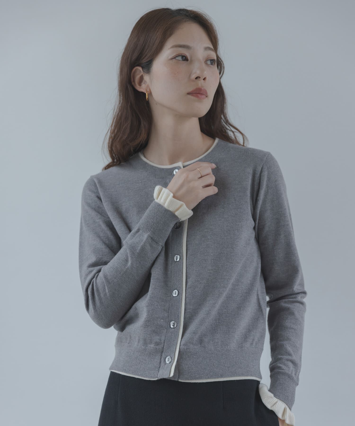 Sonny Label 「配色フリルニットカーディガン」|カーディガン|