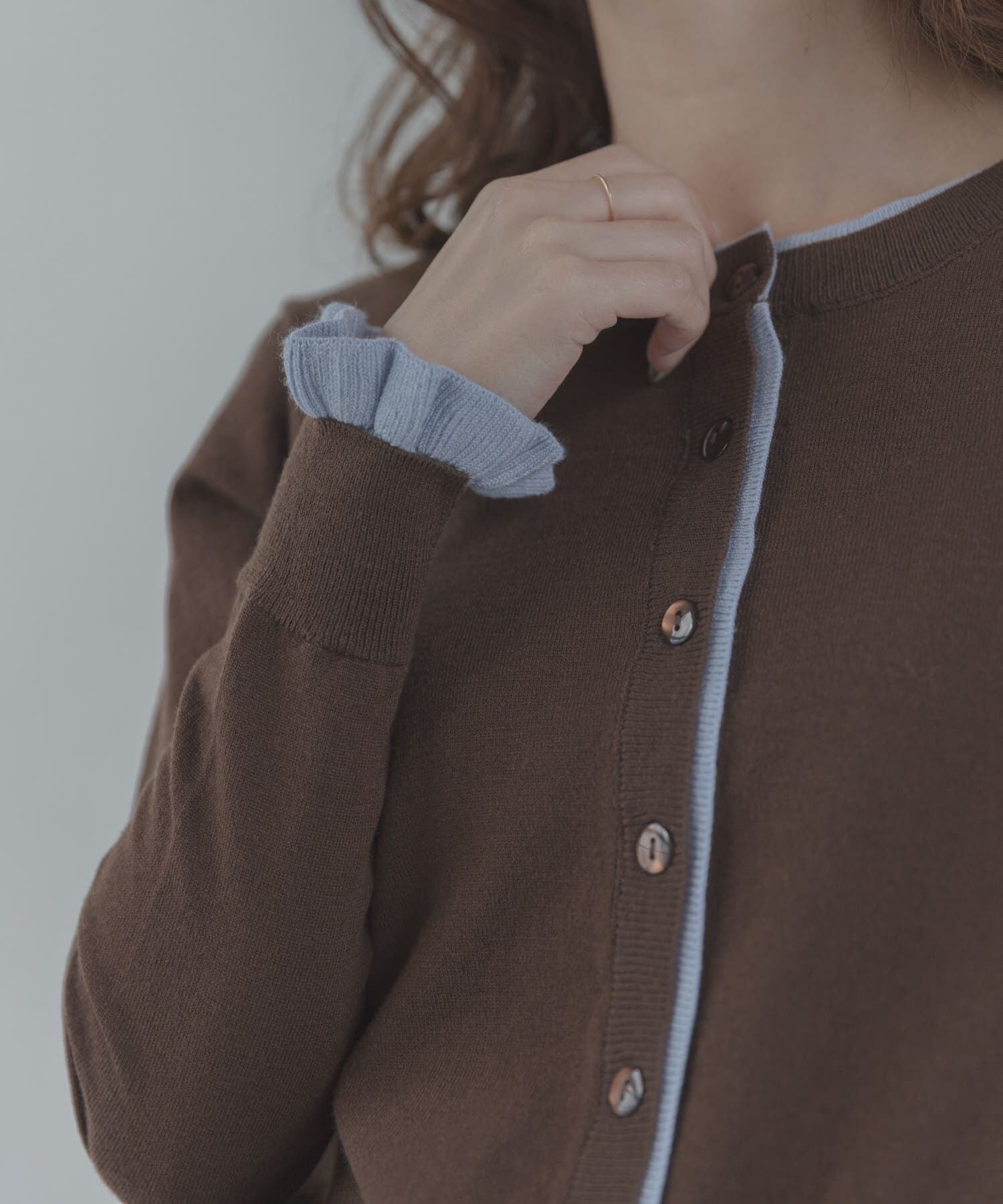 Sonny Label 「配色フリルニットカーディガン」|カーディガン|ブラウン