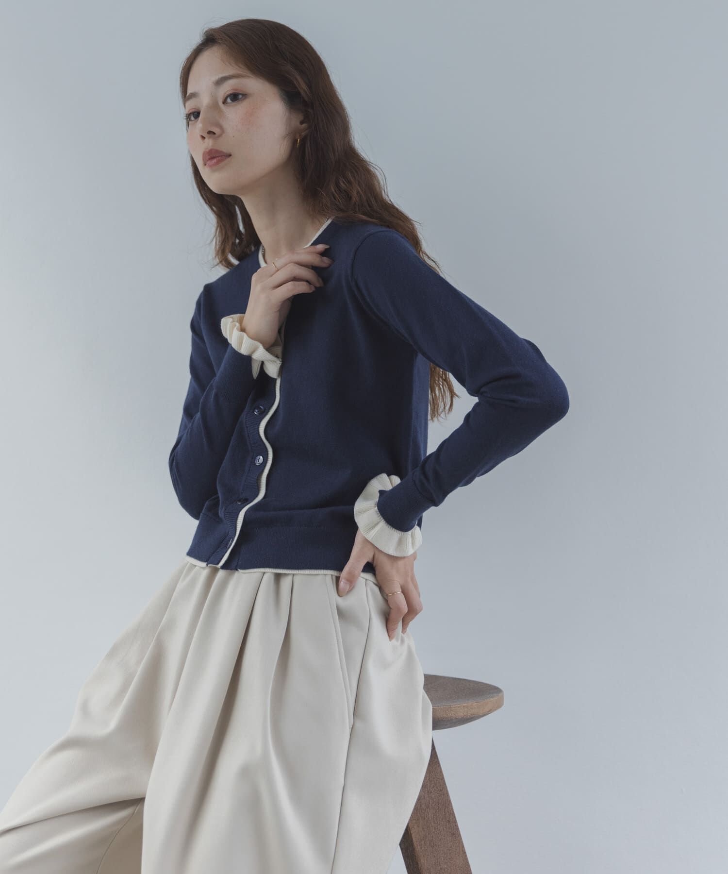 Sonny Label 「配色フリルニットカーディガン」|カーディガン|