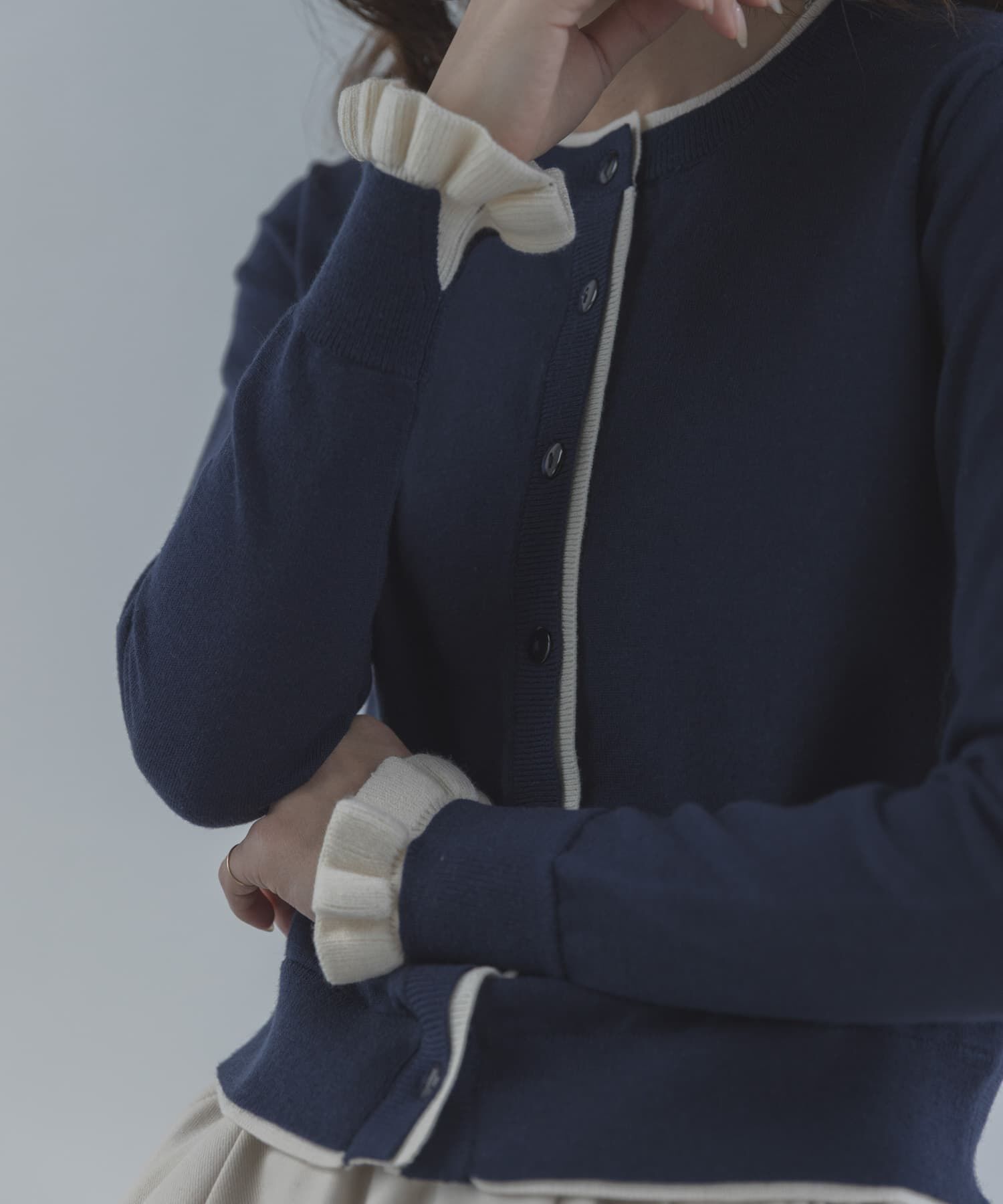 Sonny Label 「配色フリルニットカーディガン」|カーディガン|