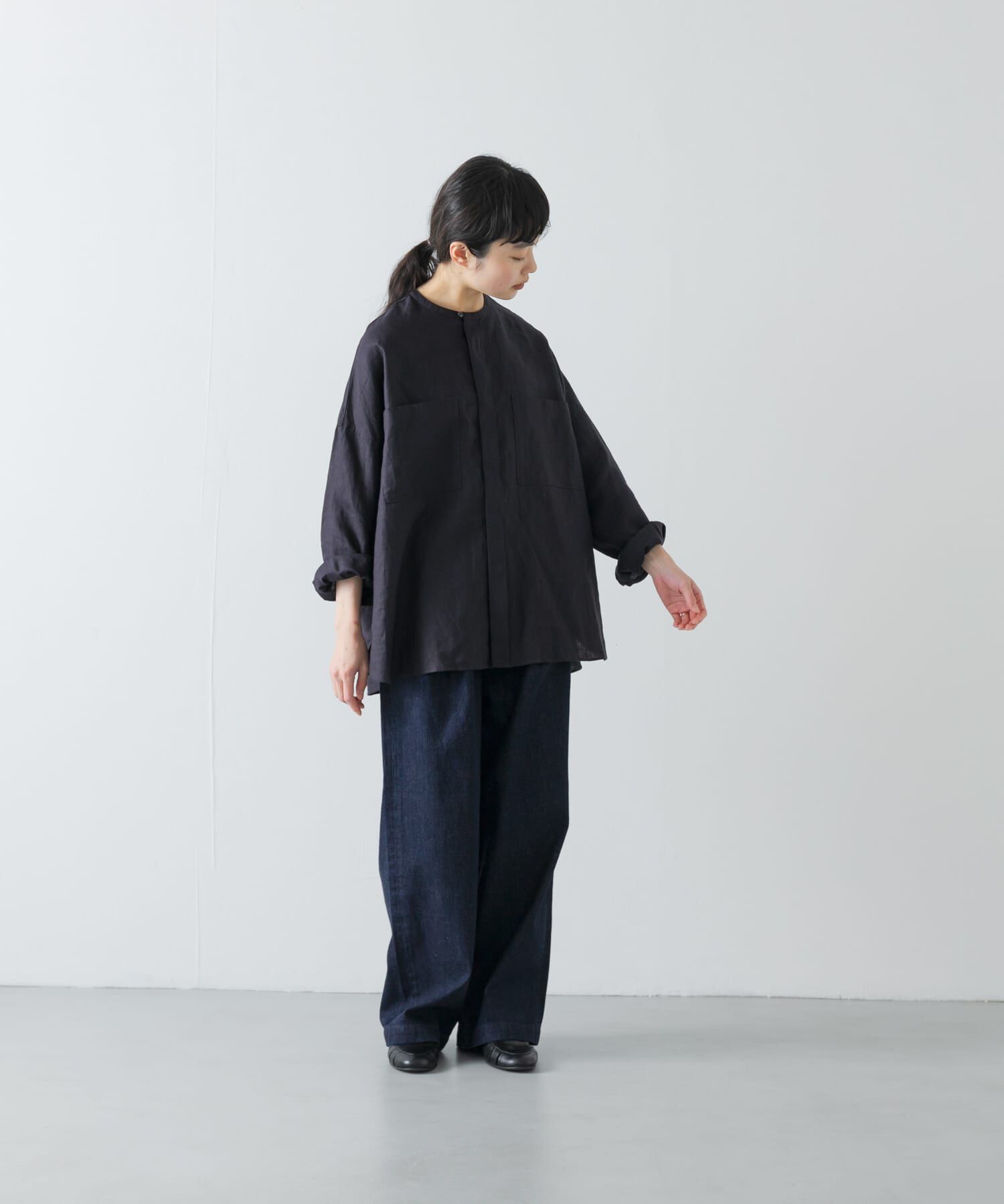 かぐれ「リネンダブルポケットワイドシャツ」|シャツ・ブラウス|