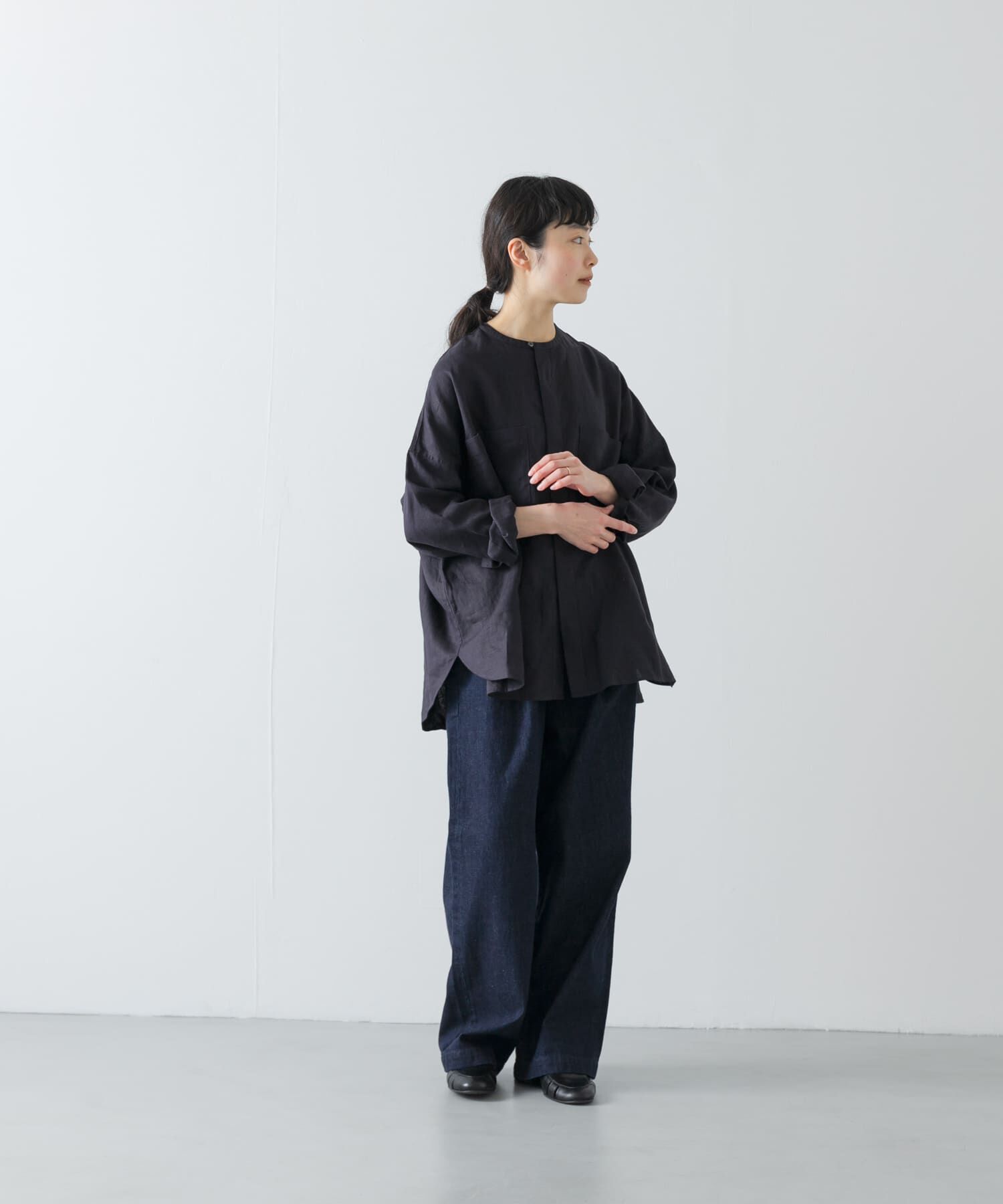 かぐれ「リネンダブルポケットワイドシャツ」|シャツ・ブラウス|