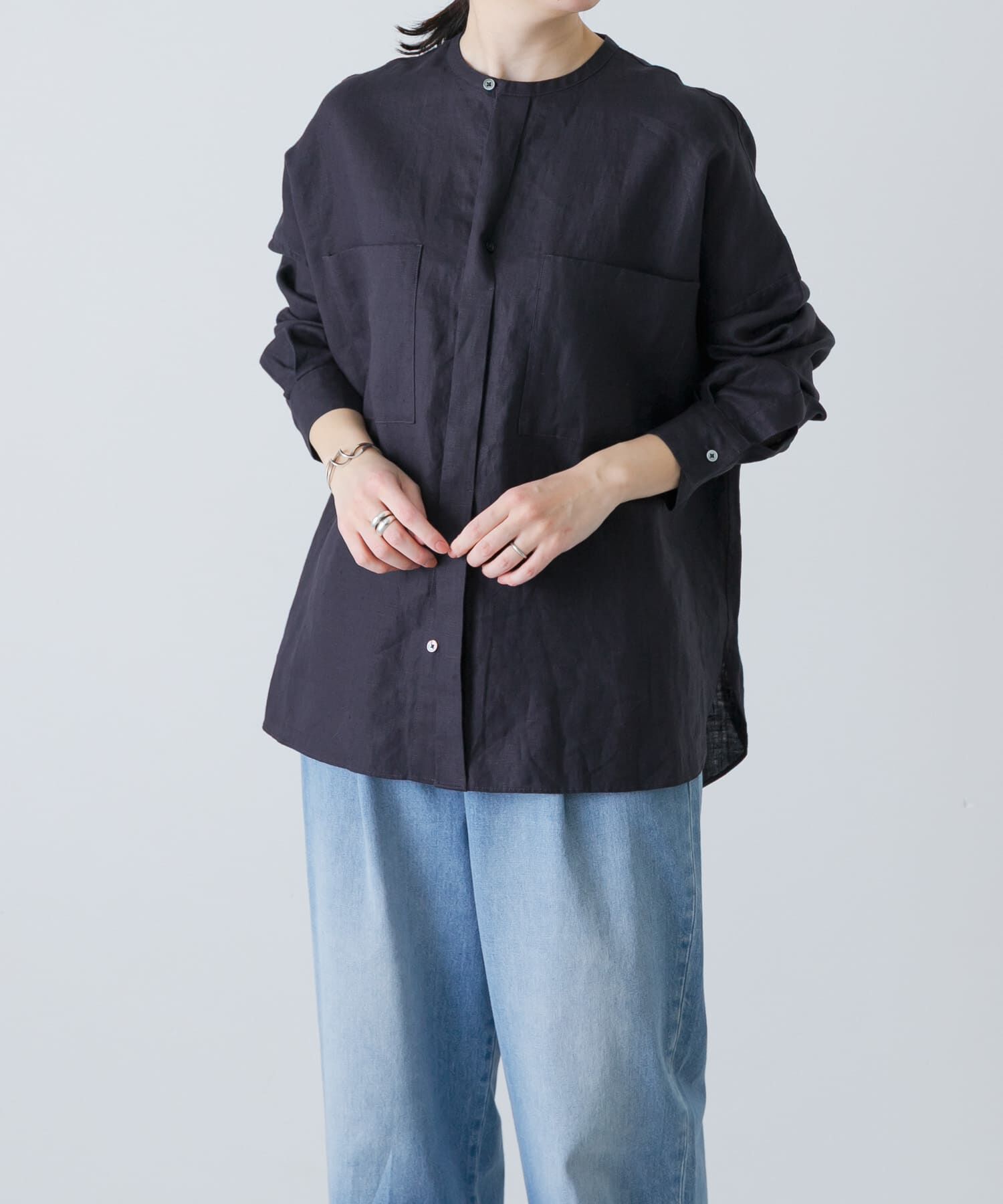 かぐれ「リネンダブルポケットワイドシャツ」|シャツ・ブラウス|