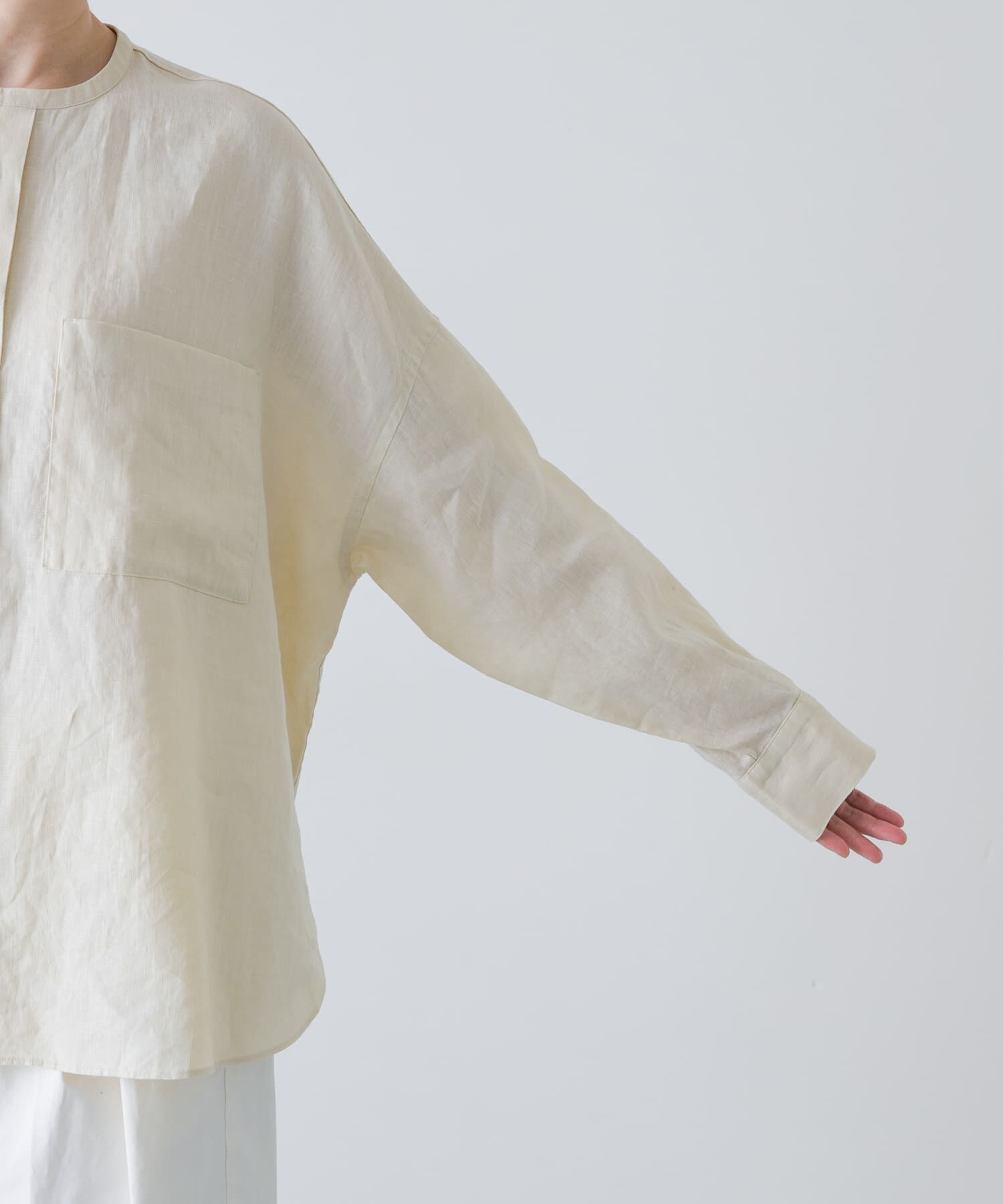 かぐれ「リネンダブルポケットワイドシャツ」|シャツ・ブラウス|