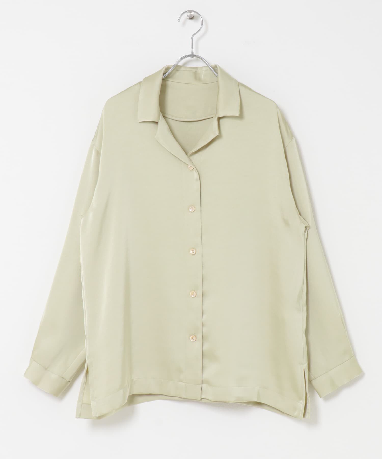 URBAN RESEARCH ROSSO「オープンカラーヴィンテージシルキーサテンブラウス」|シャツ・ブラウス|