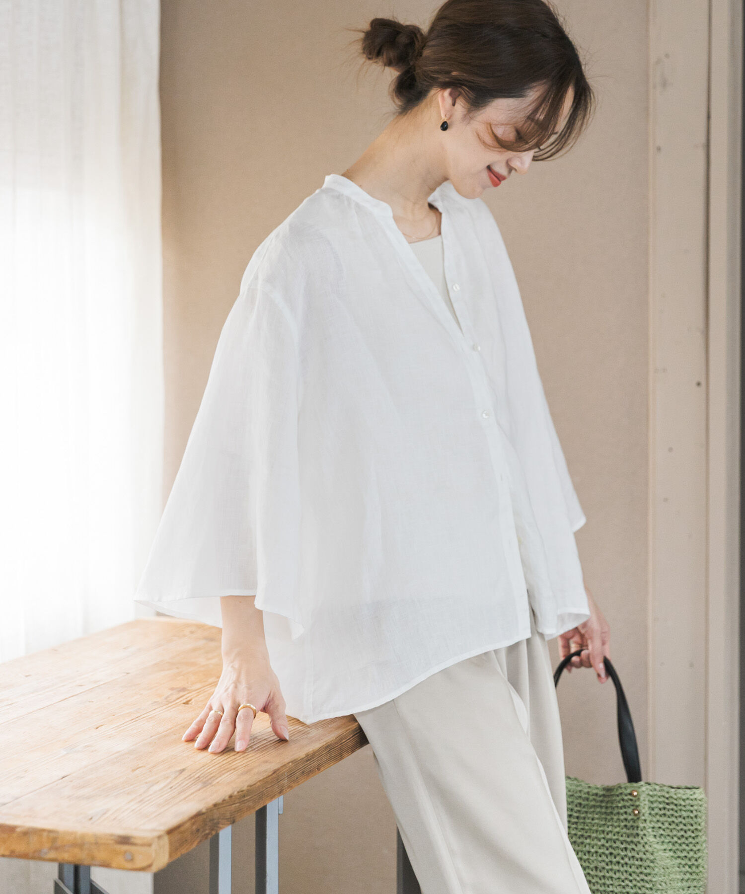 URBAN RESEARCH DOORS「リネンフレアスリーブブラウス」|シャツ・ブラウス|