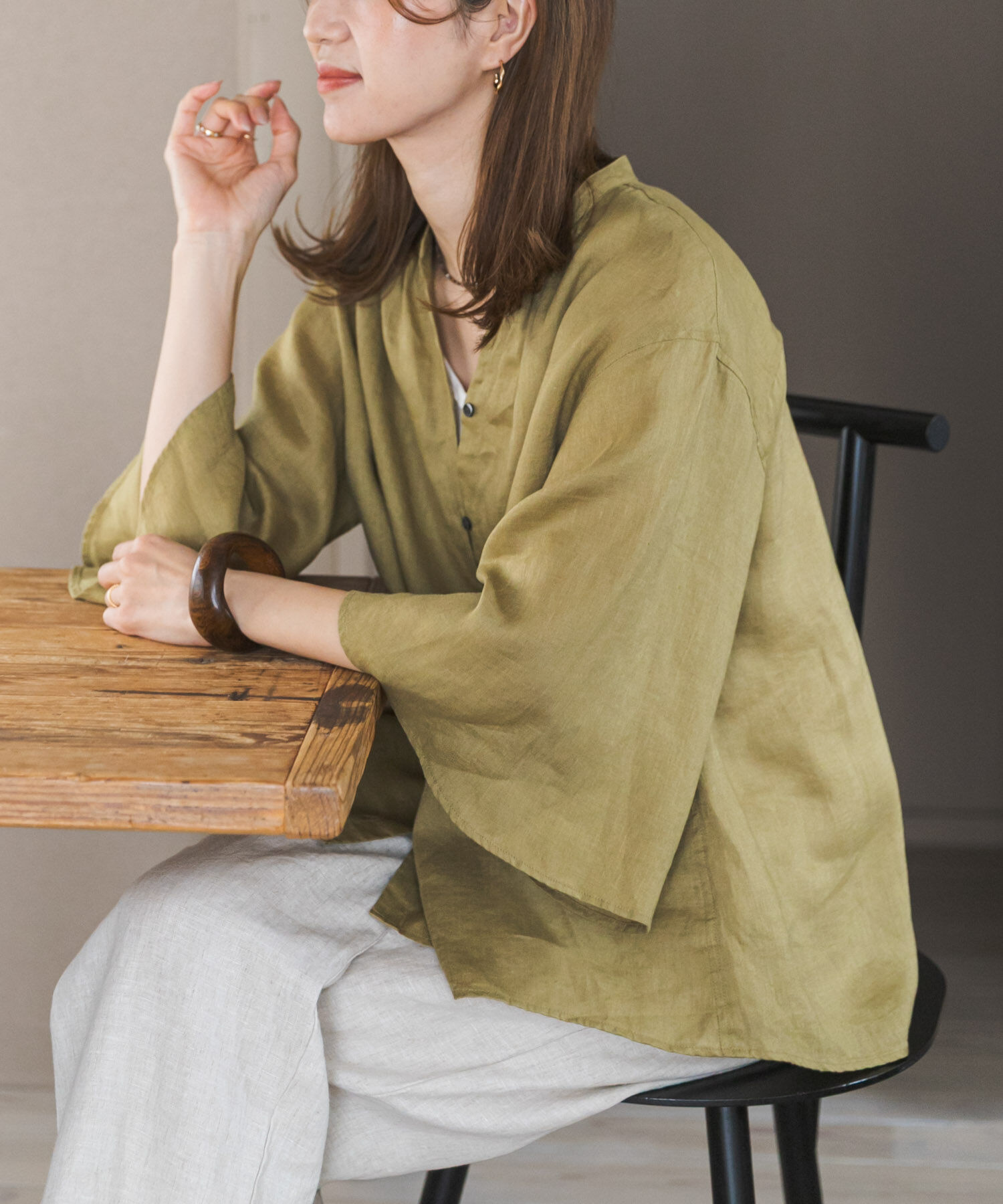 URBAN RESEARCH DOORS「リネンフレアスリーブブラウス」|シャツ・ブラウス|