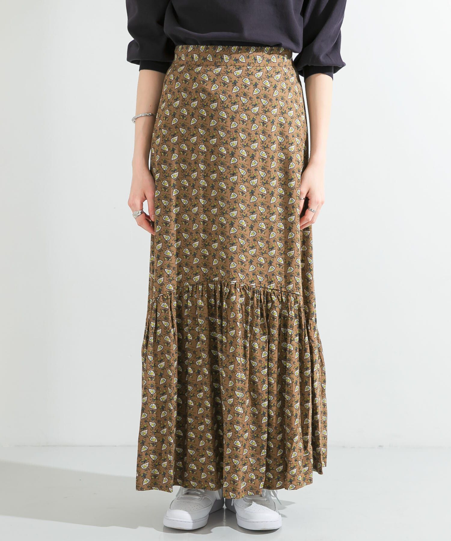  「プリントロングティアードスカート」|スカート|