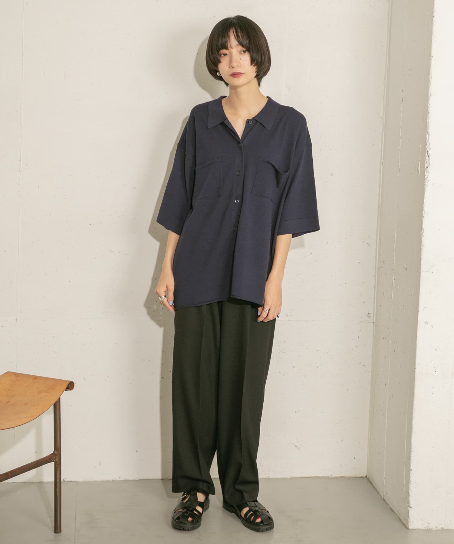  「ルーズシルエットニットシャツ」|ニット・セーター|