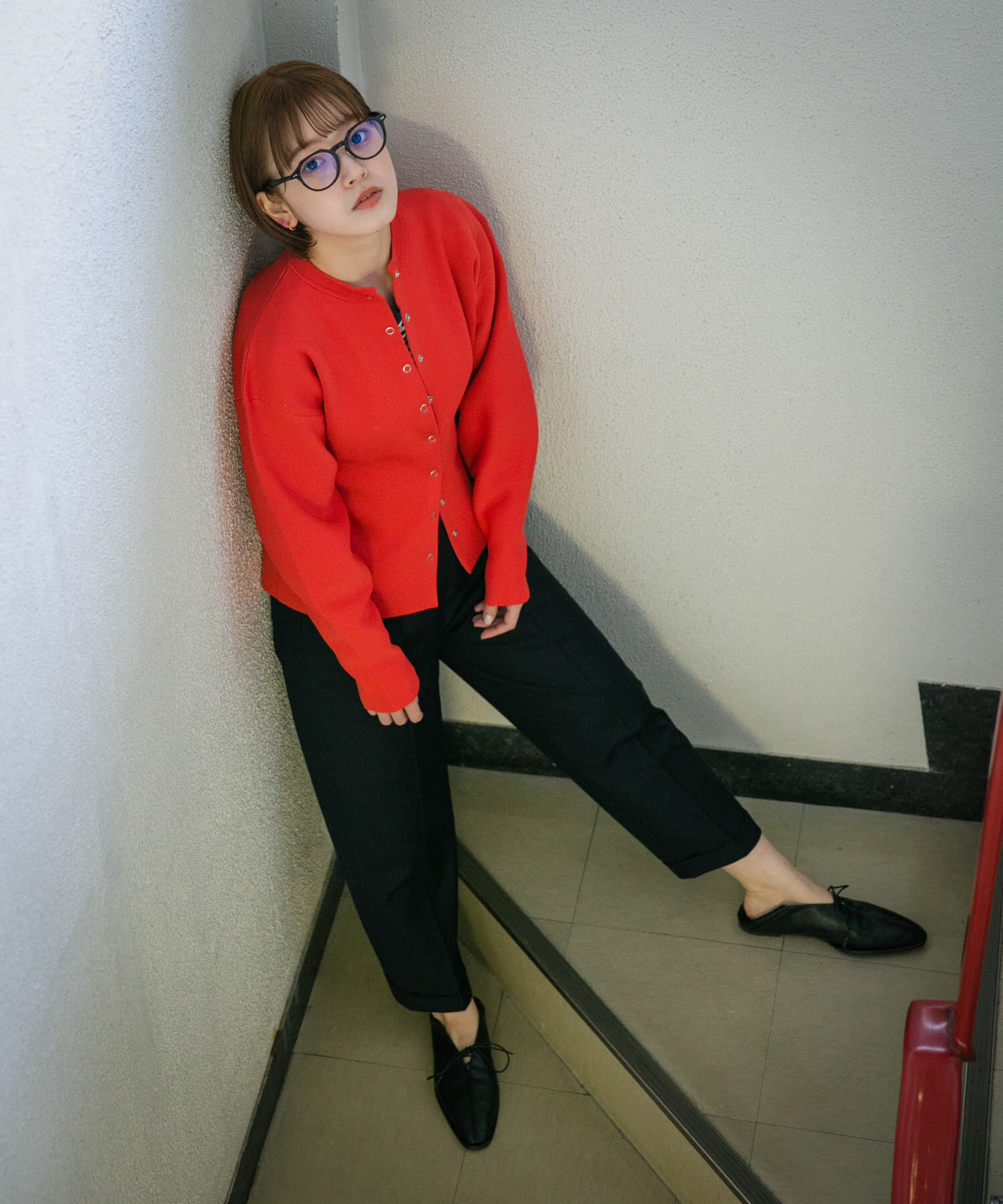  「リングドットボタンニットカーディガン」|カーディガン|