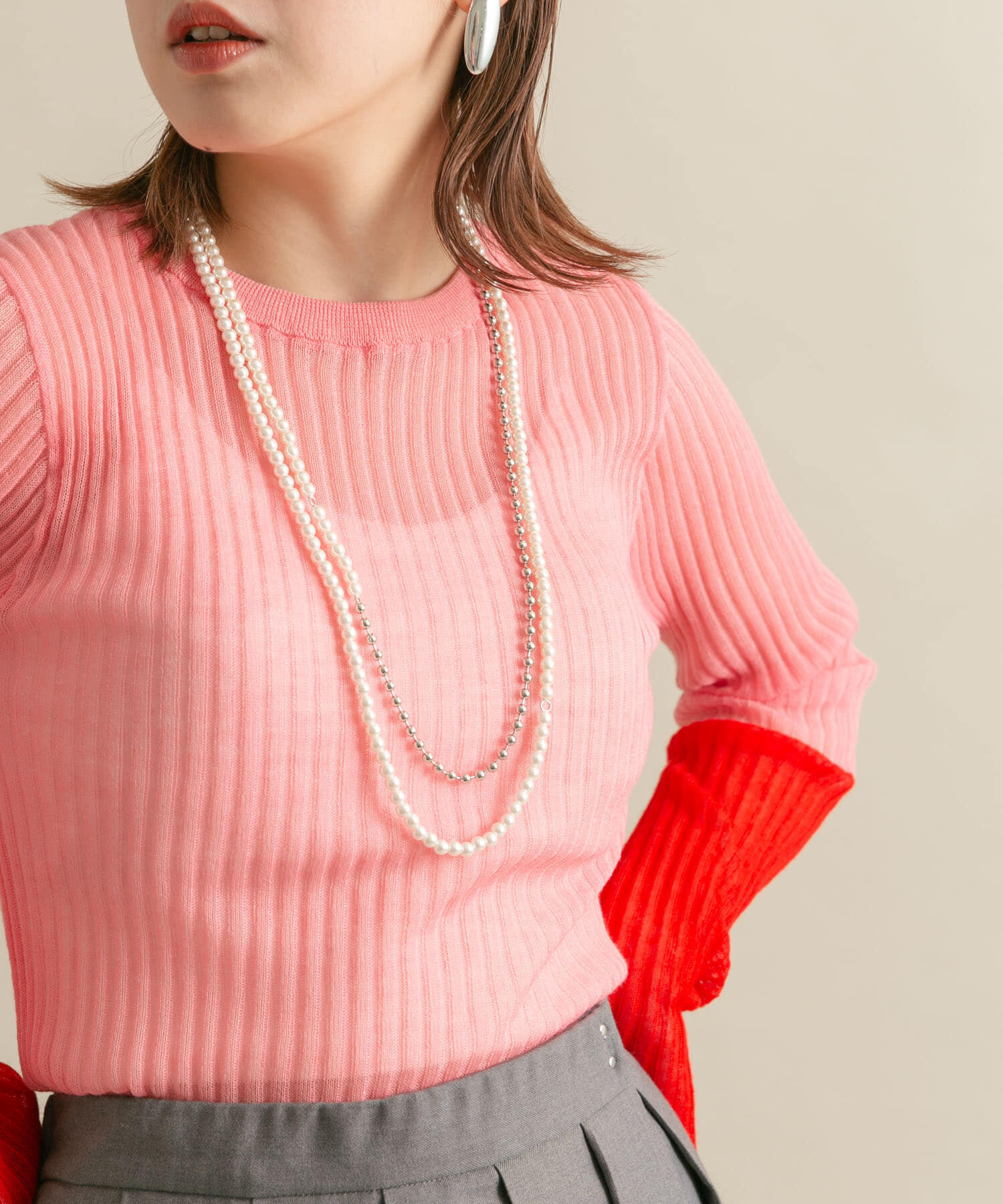  「ピン付きロングネックレス」|ネックレス|