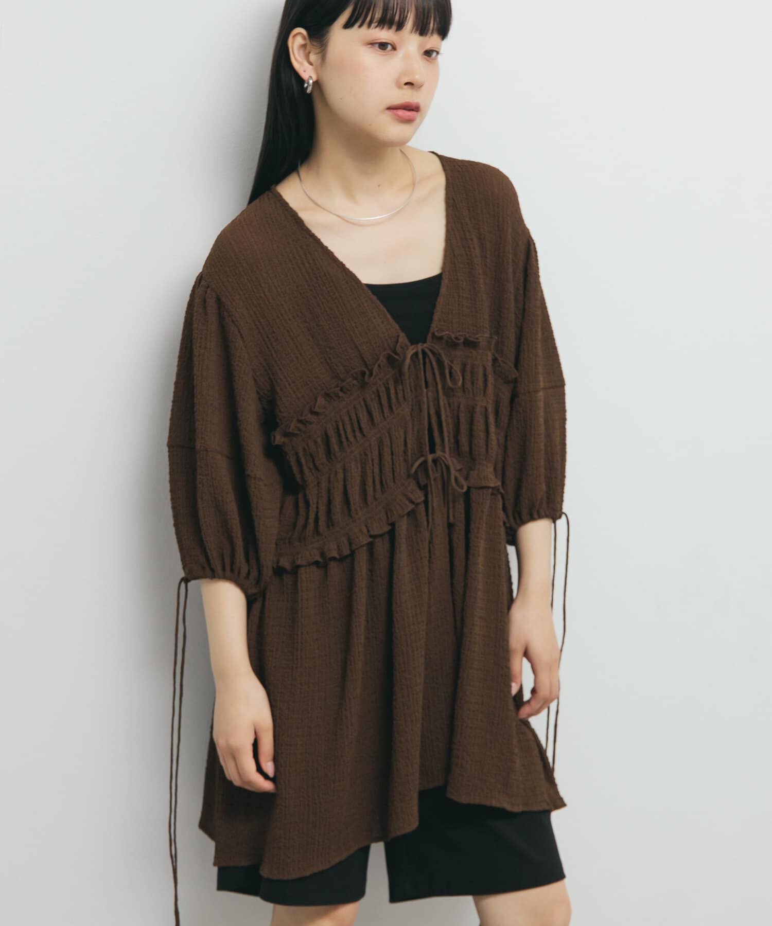  「フロントリボンチュニック」|シャツ・ブラウス|