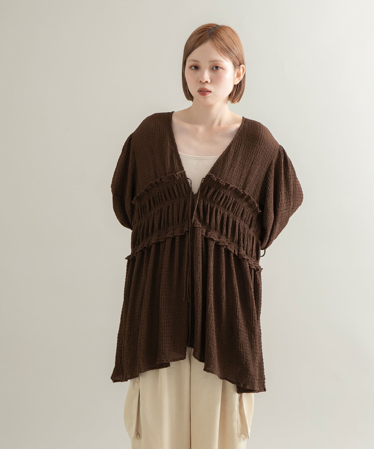  「フロントリボンチュニック」|シャツ・ブラウス|