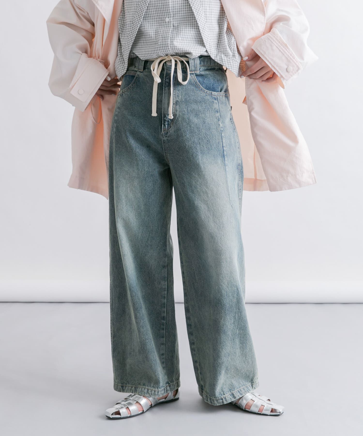  「『2サイズ展開』ドローストリングデニム」|デニム|