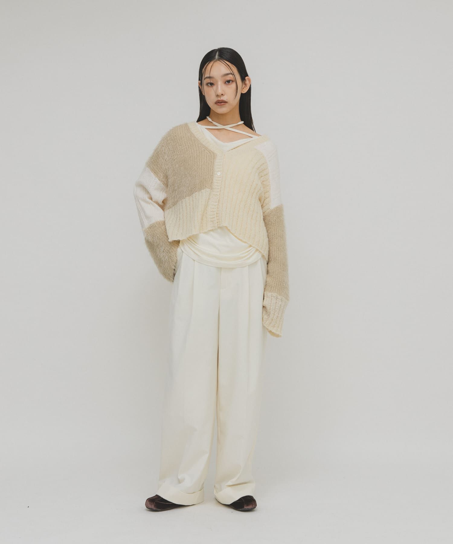  「パッチワークニットカーディガン」|カーディガン|