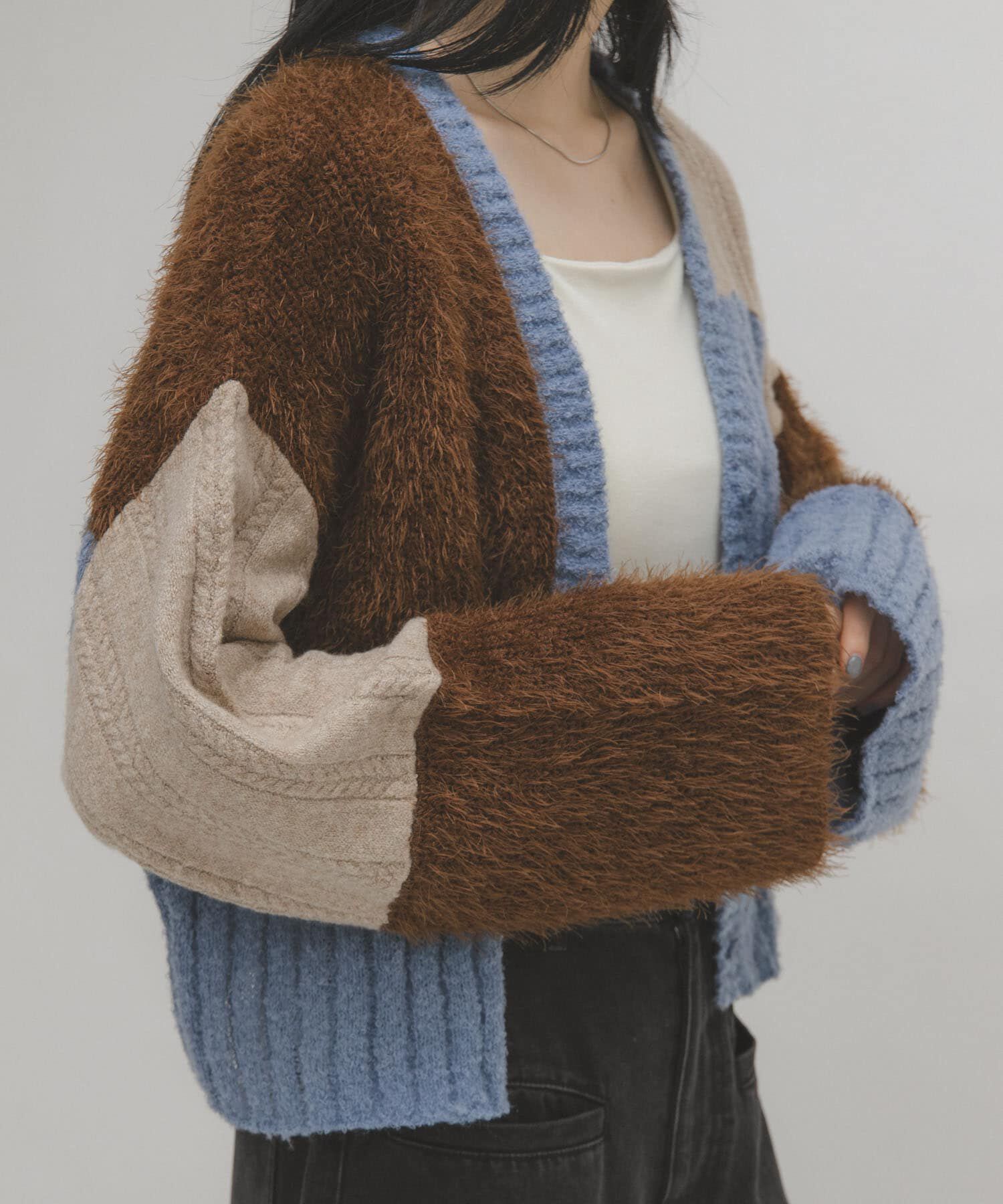  「パッチワークニットカーディガン」|カーディガン|