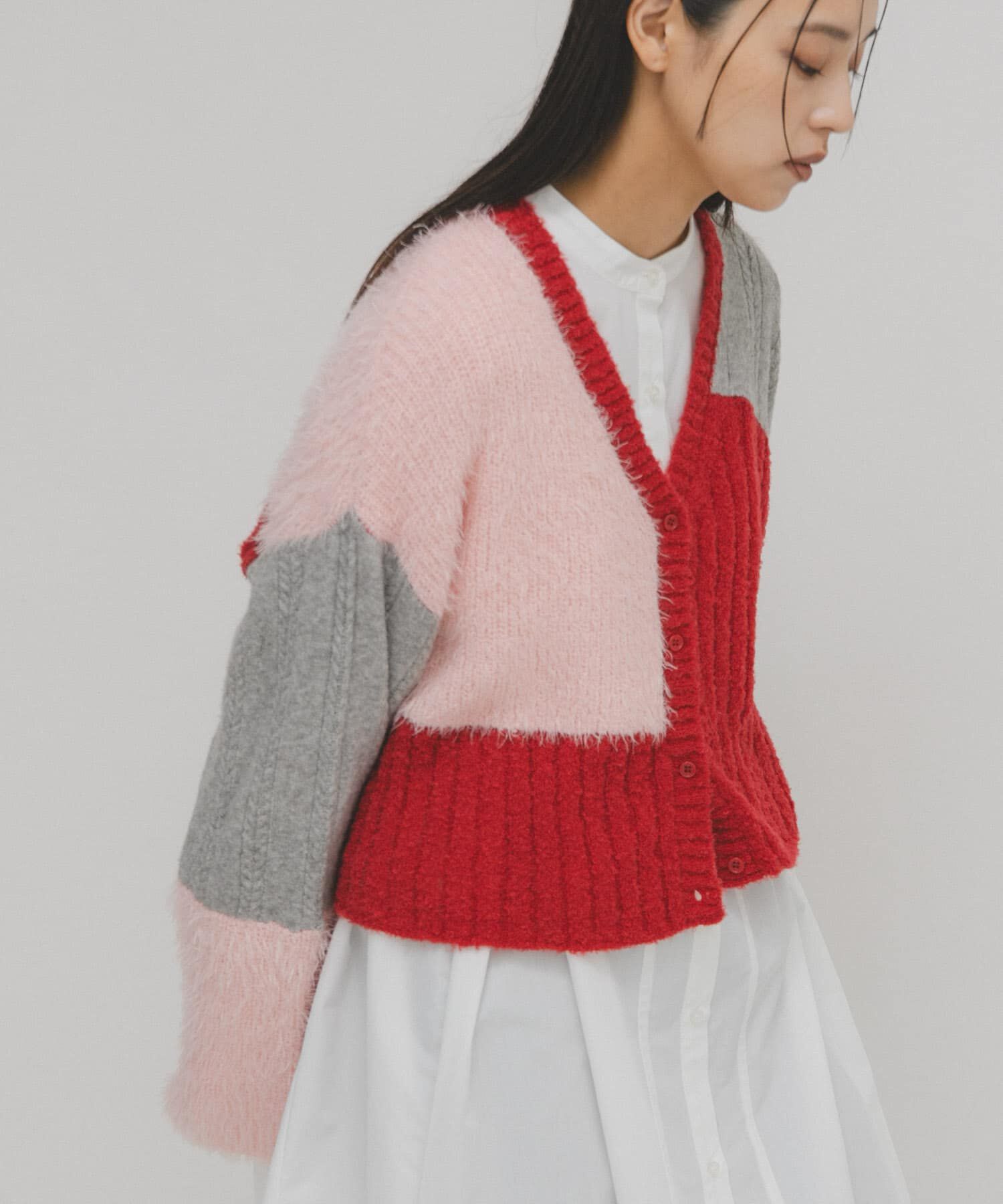  「パッチワークニットカーディガン」|カーディガン|