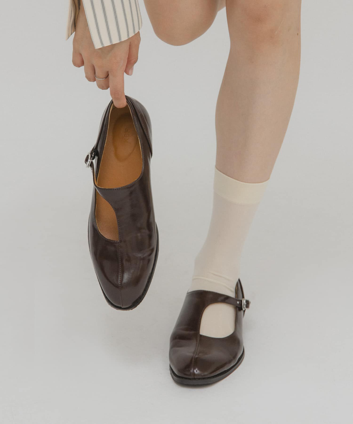  「アシンメトリーメリージェーンローファー」|その他|ブラウン