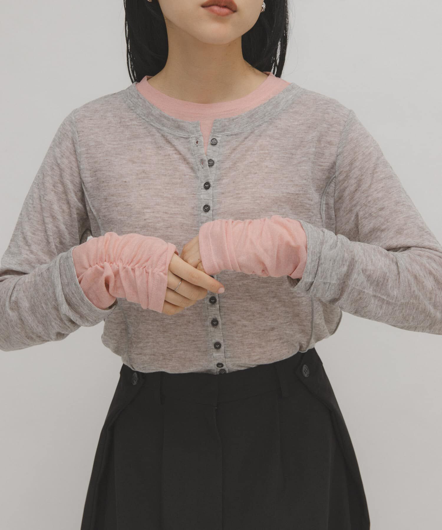  「バイカラーレイヤードカットソー」|Tシャツ・カットソー|グレー系その他