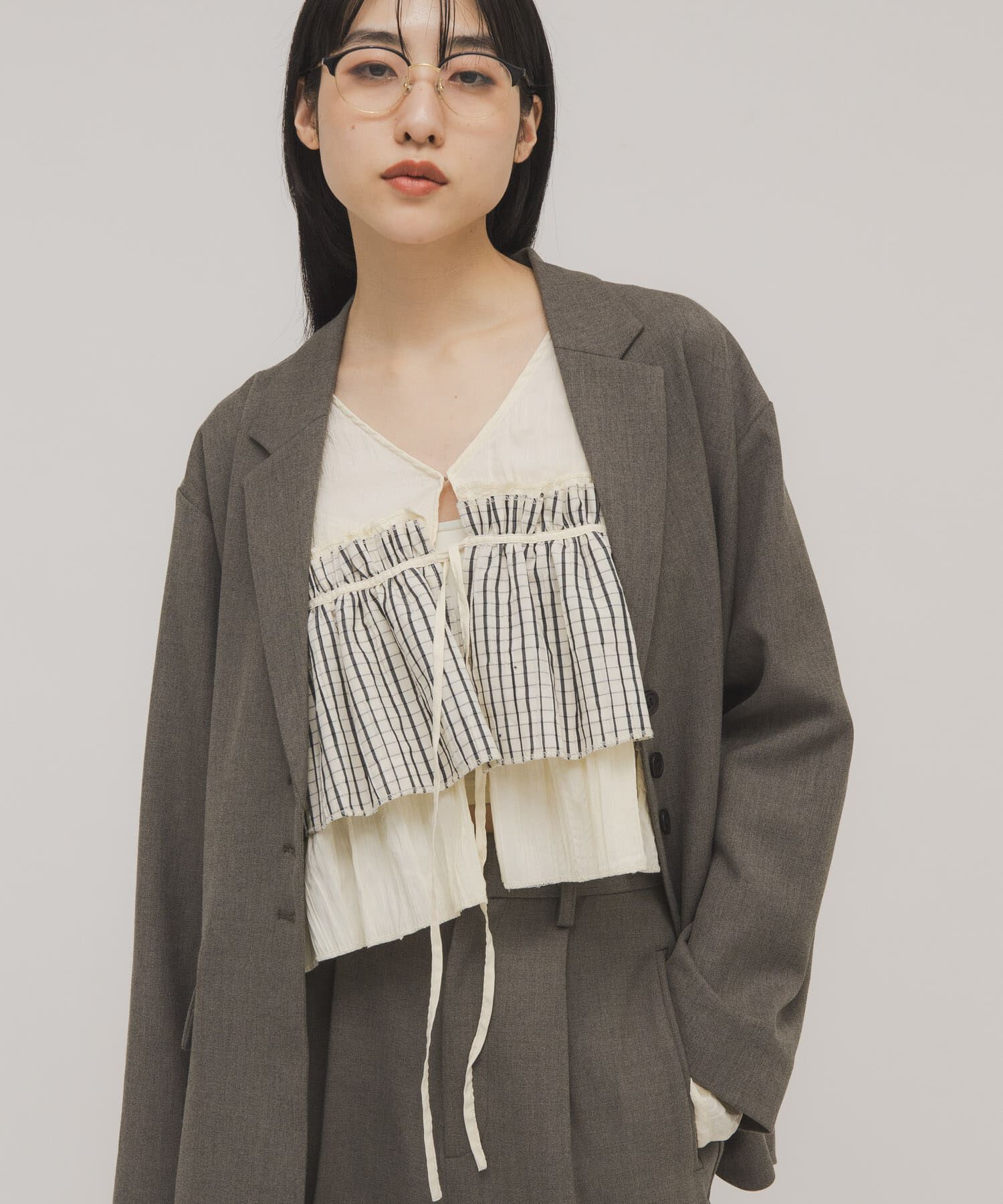  「フリルレイヤードブラウス」|シャツ・ブラウス|アイボリー