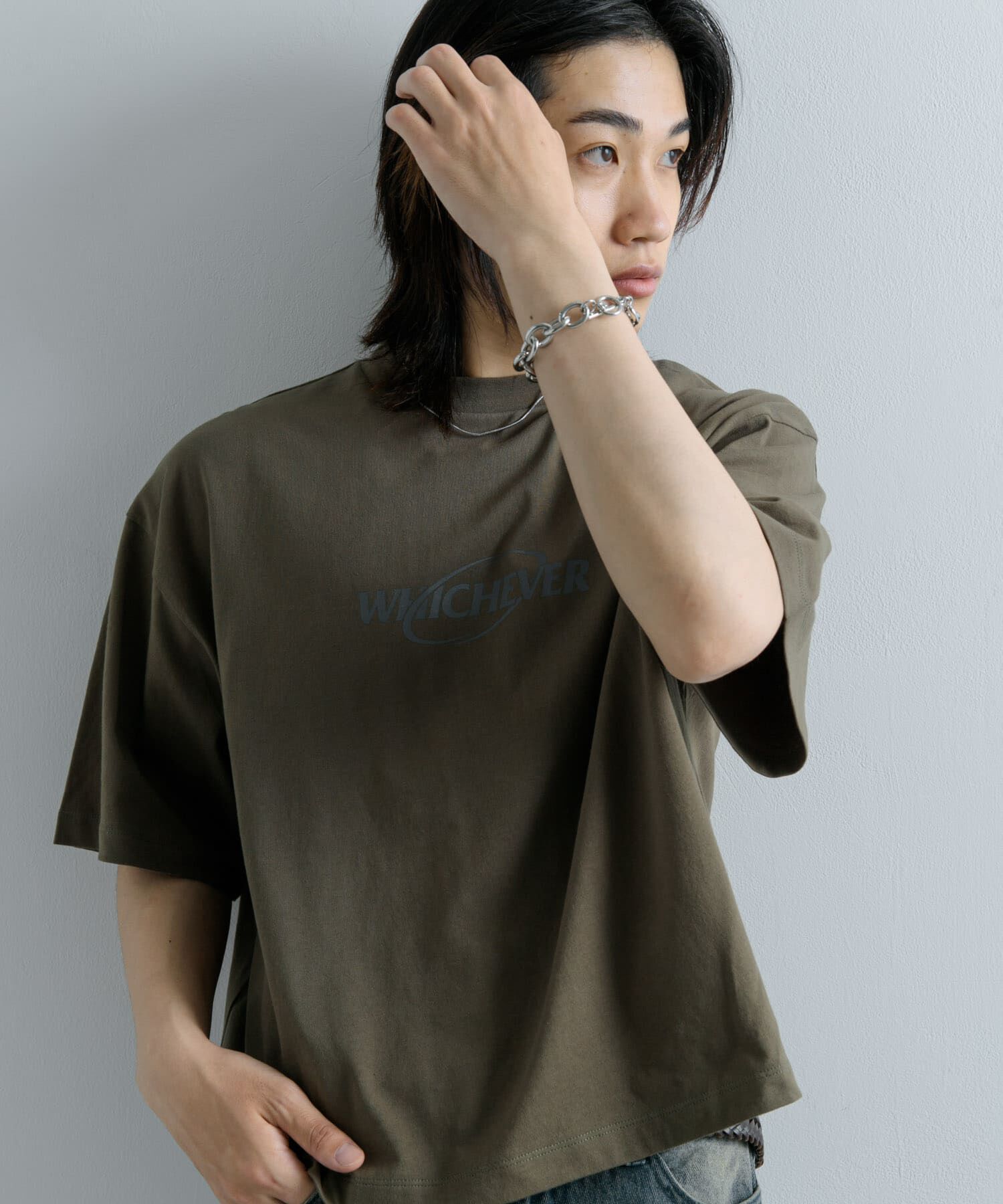 SENSE OF PLACE by URBAN RESEARCH「ロゴグラフィックボクシーTシャツ(5分袖)」|Tシャツ・カットソー|カーキ