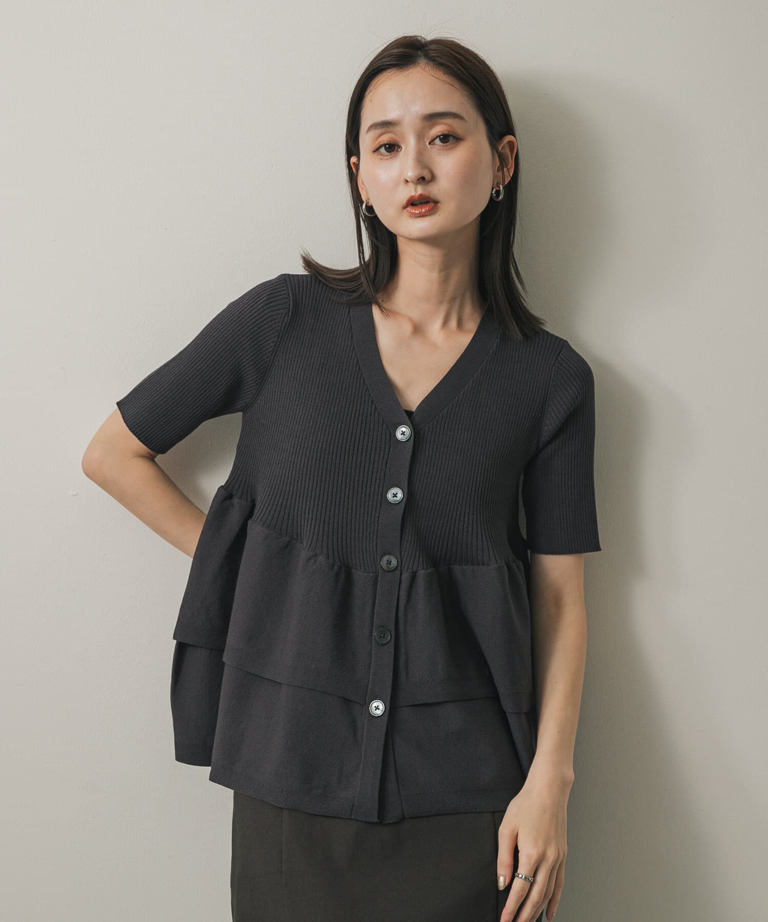 SENSE OF PLACE by URBAN RESEARCH「『WEB限定』ペプラムカーディガン(半袖)」|カーディガン|