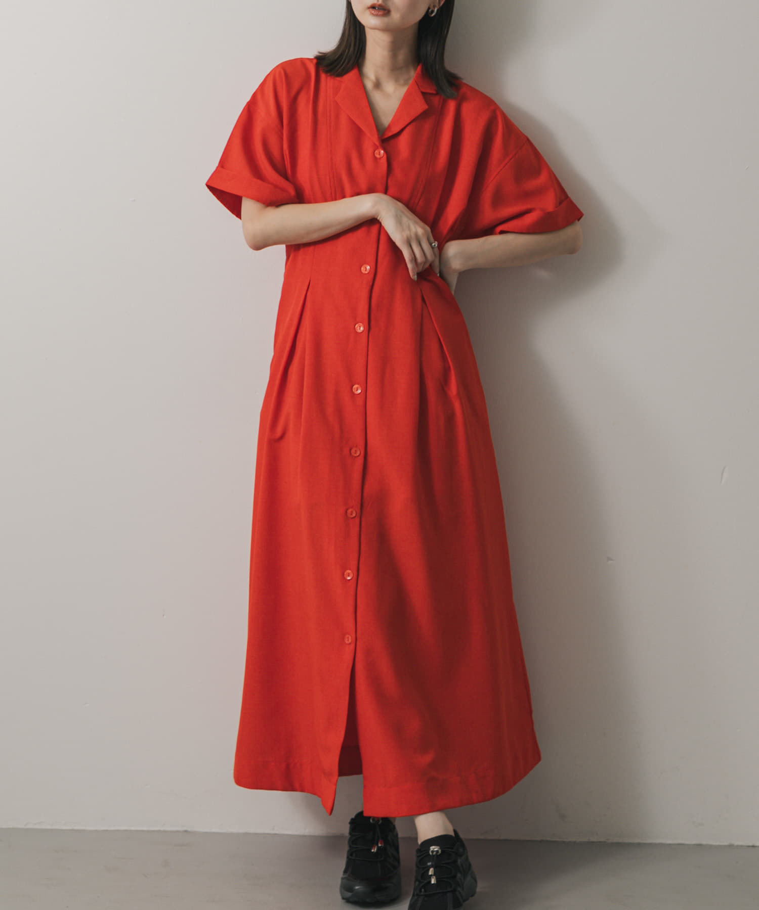 SENSE OF PLACE by URBAN RESEARCH「ウエストタックシャツワンピース」|ワンピース|レッド