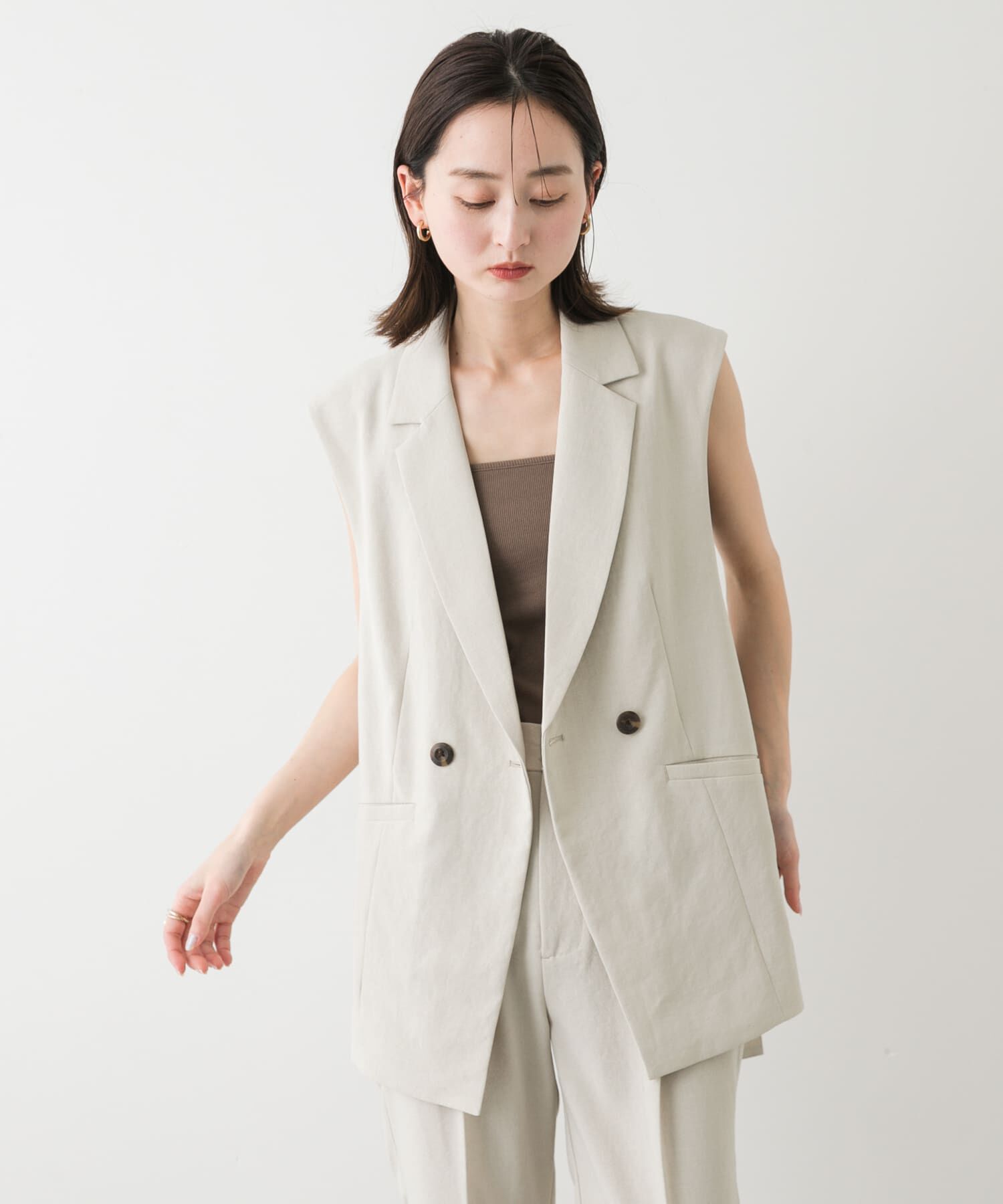 SENSE OF PLACE by URBAN RESEARCH「『UR TECH DRYLUXE』リネンライクサイドベルトジレ」|ベスト・ジレ|