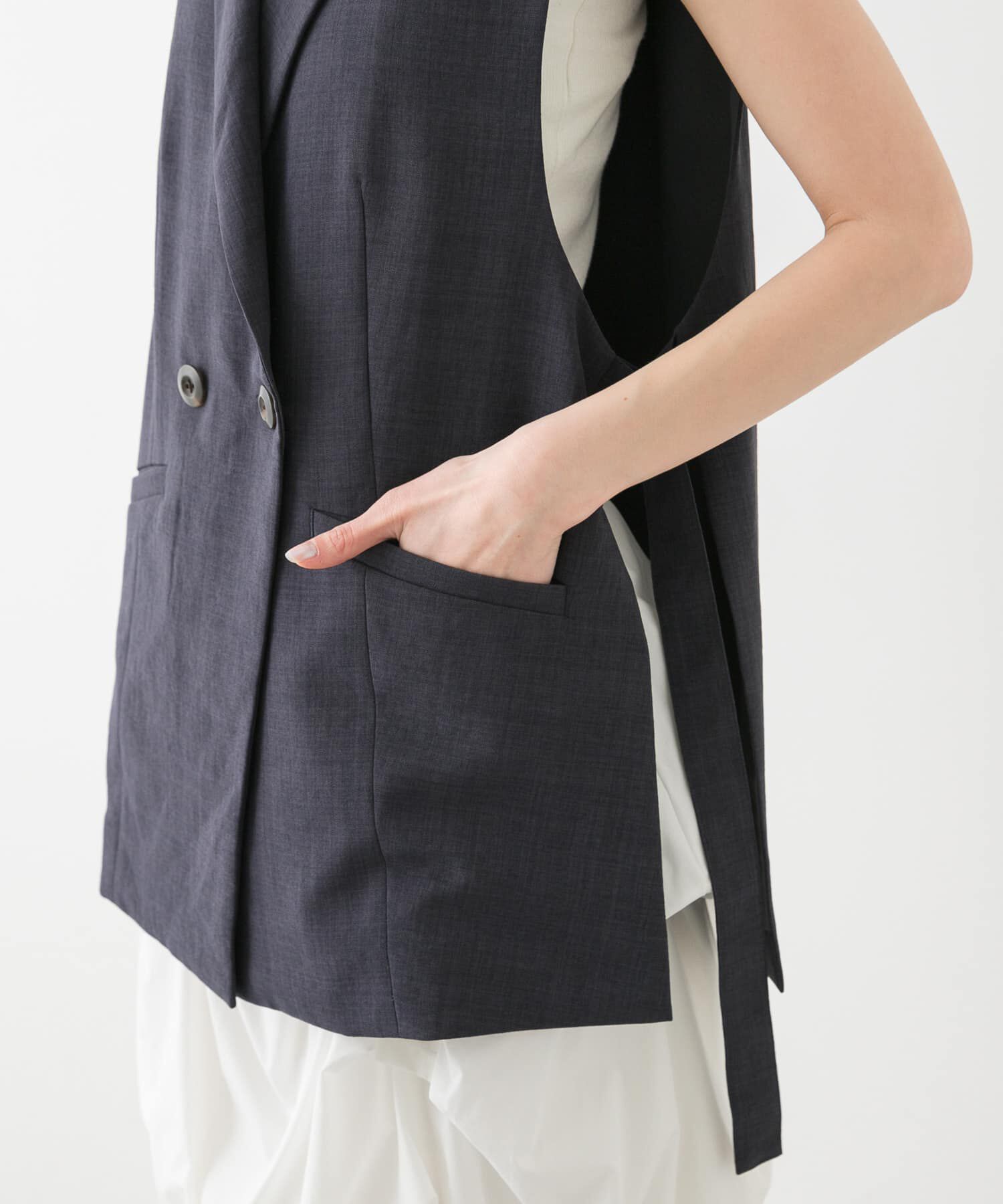 SENSE OF PLACE by URBAN RESEARCH「『UR TECH DRYLUXE』リネンライクサイドベルトジレ」|ベスト・ジレ|