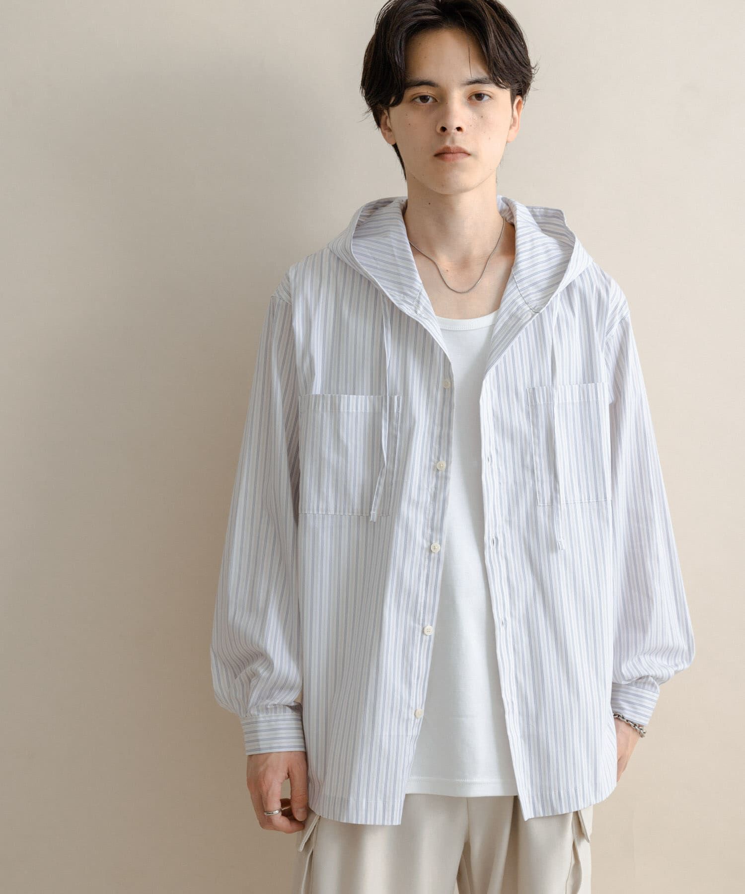 SENSE OF PLACE by URBAN RESEARCH「ストライプフーディールーズシャツ」|シャツ・ブラウス|