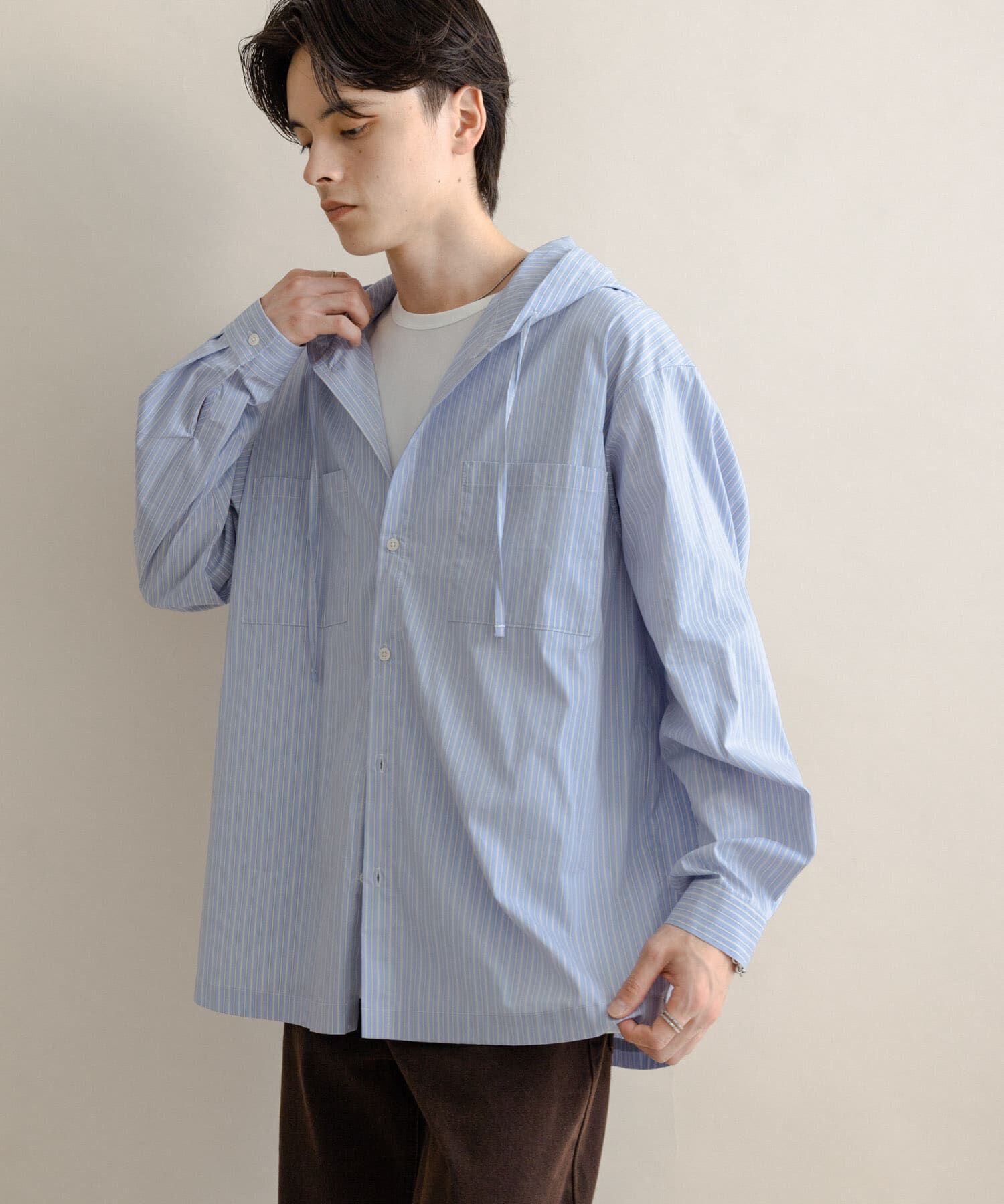 SENSE OF PLACE by URBAN RESEARCH「ストライプフーディールーズシャツ」|シャツ・ブラウス|