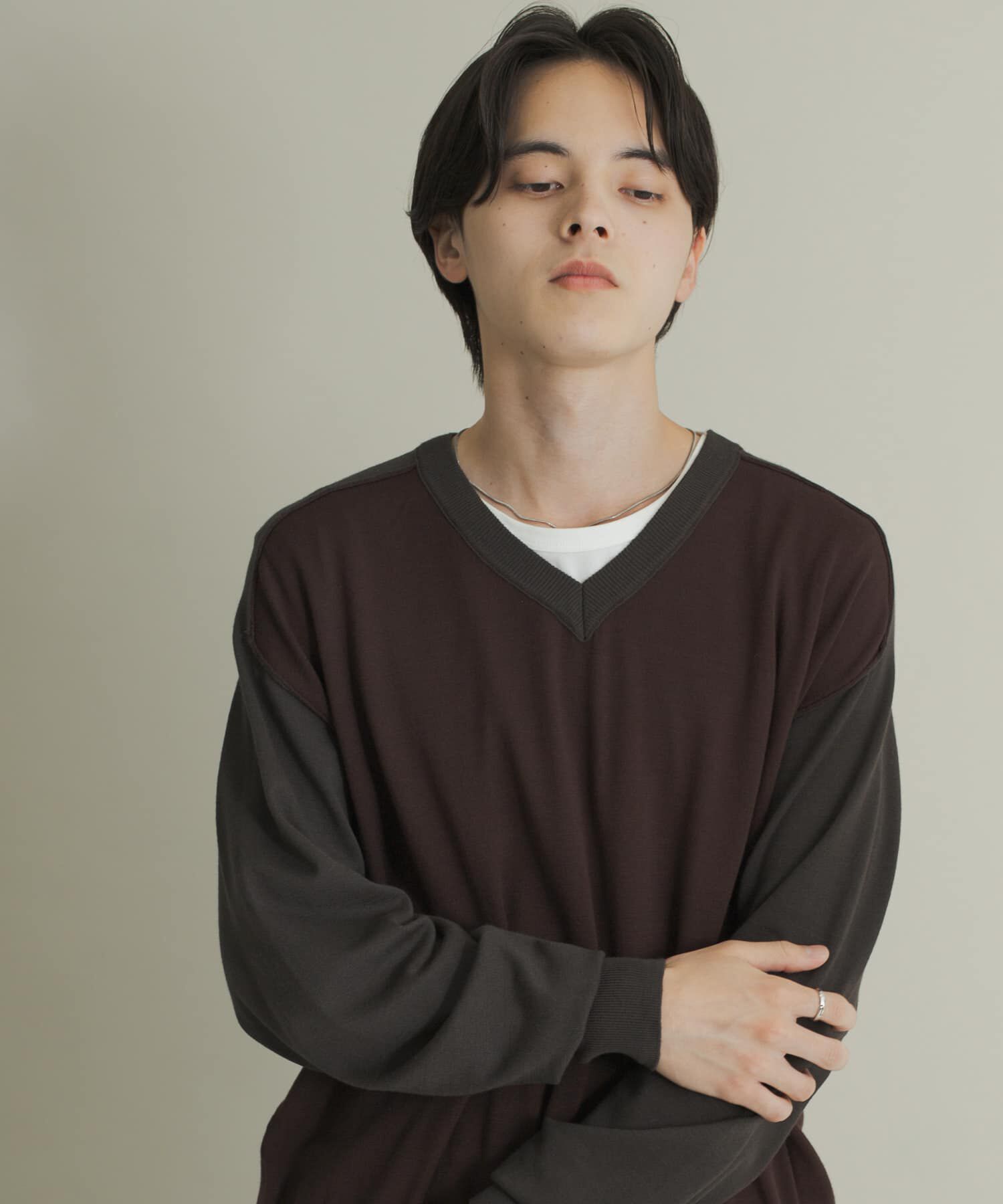 SENSE OF PLACE by URBAN RESEARCH「ハイショクVネックニット」|ニット・セーター|ブラウン