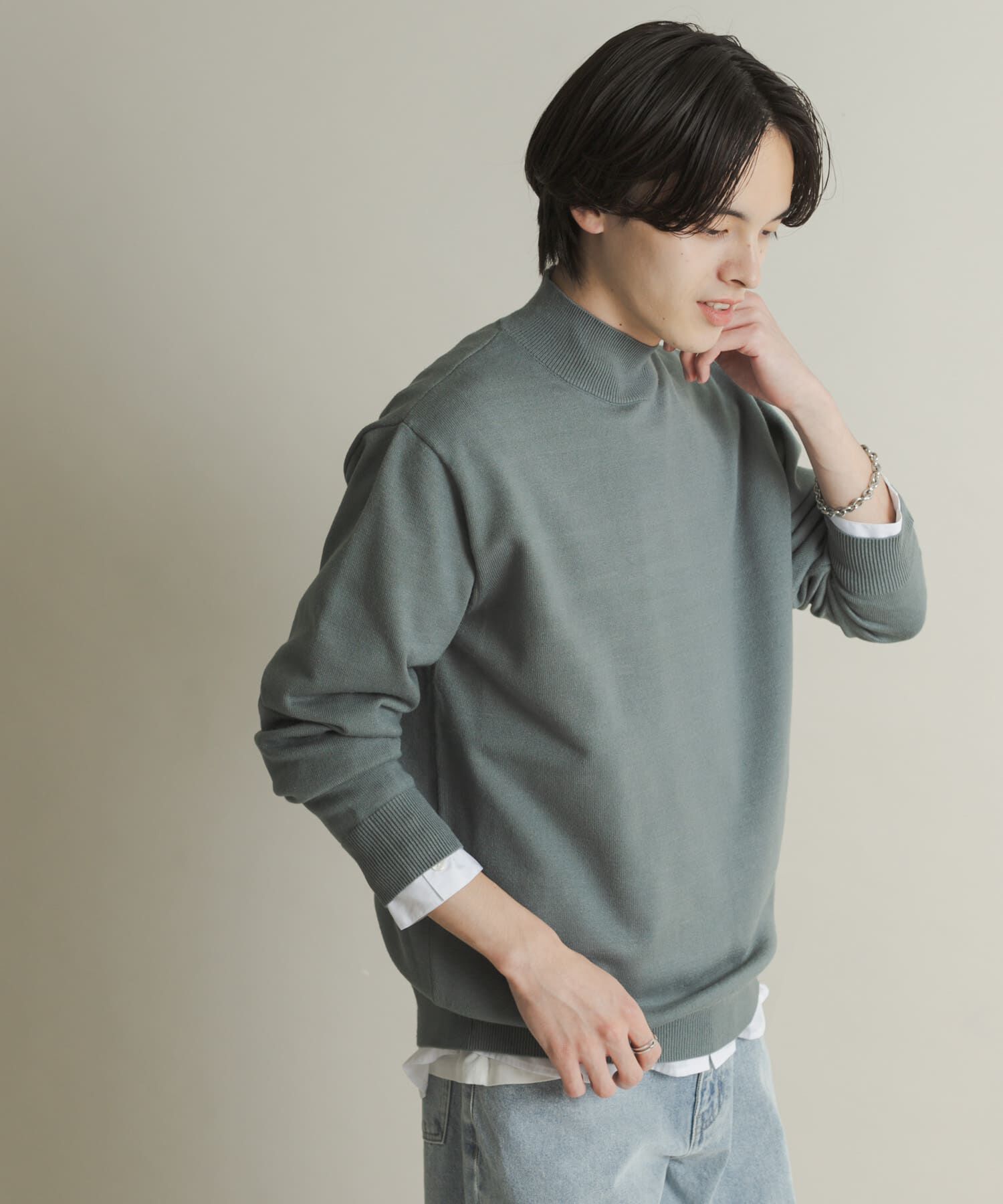 SENSE OF PLACE by URBAN RESEARCH「『一部WEB限定カラー』『洗濯可/毛玉防止』ストレッチモックネックニット」|ニット・セーター|