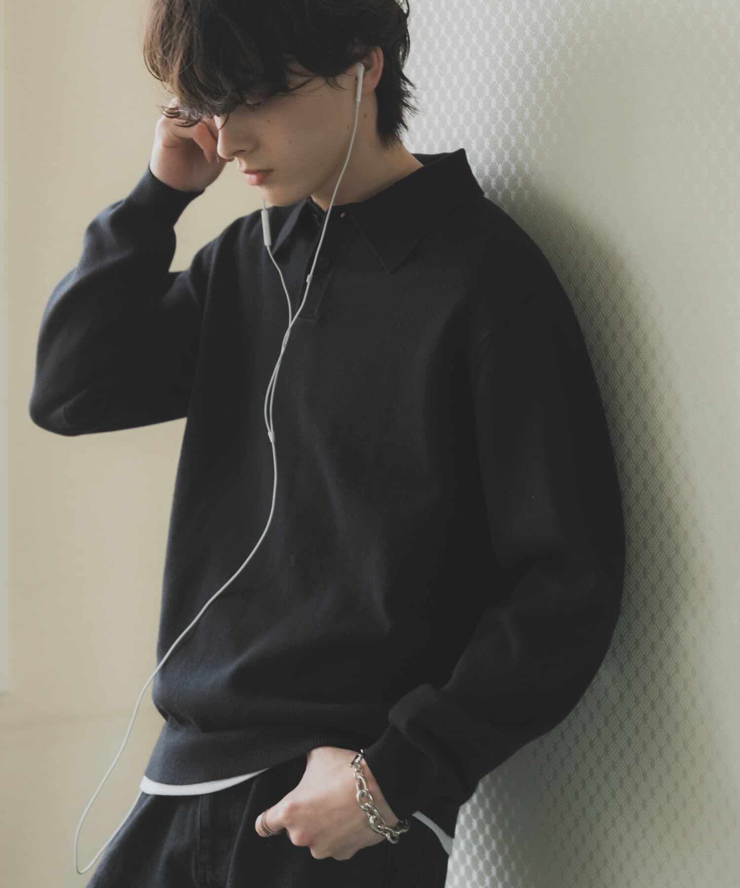 SENSE OF PLACE by URBAN RESEARCH「『一部WEB限定カラー』『洗濯可/毛玉防止』ストレッチニットポロシャツ」|ニット・セーター|ブラック