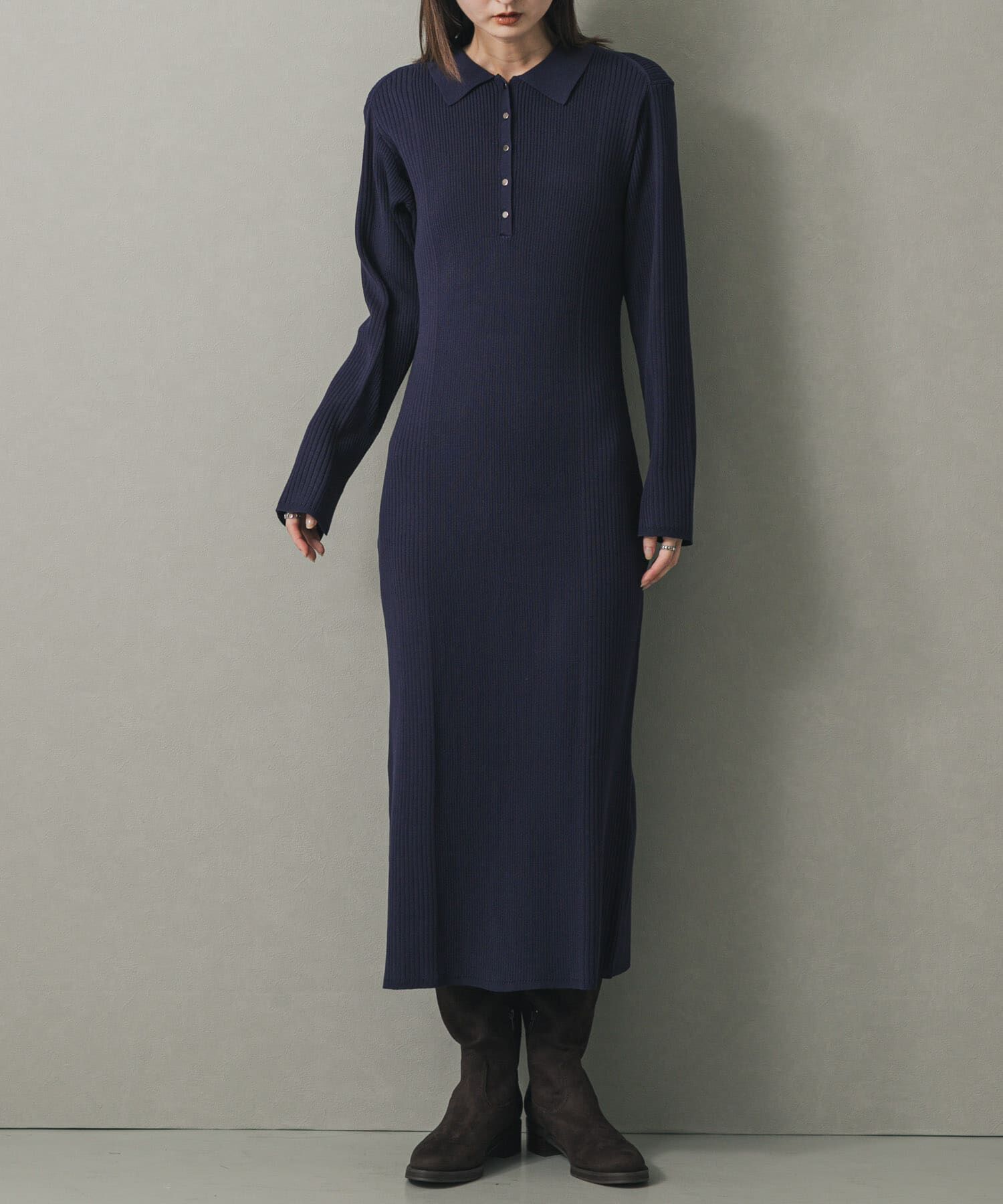 SENSE OF PLACE by URBAN RESEARCH「エリツキリブニットワンピース」|ワンピース|ネイビー