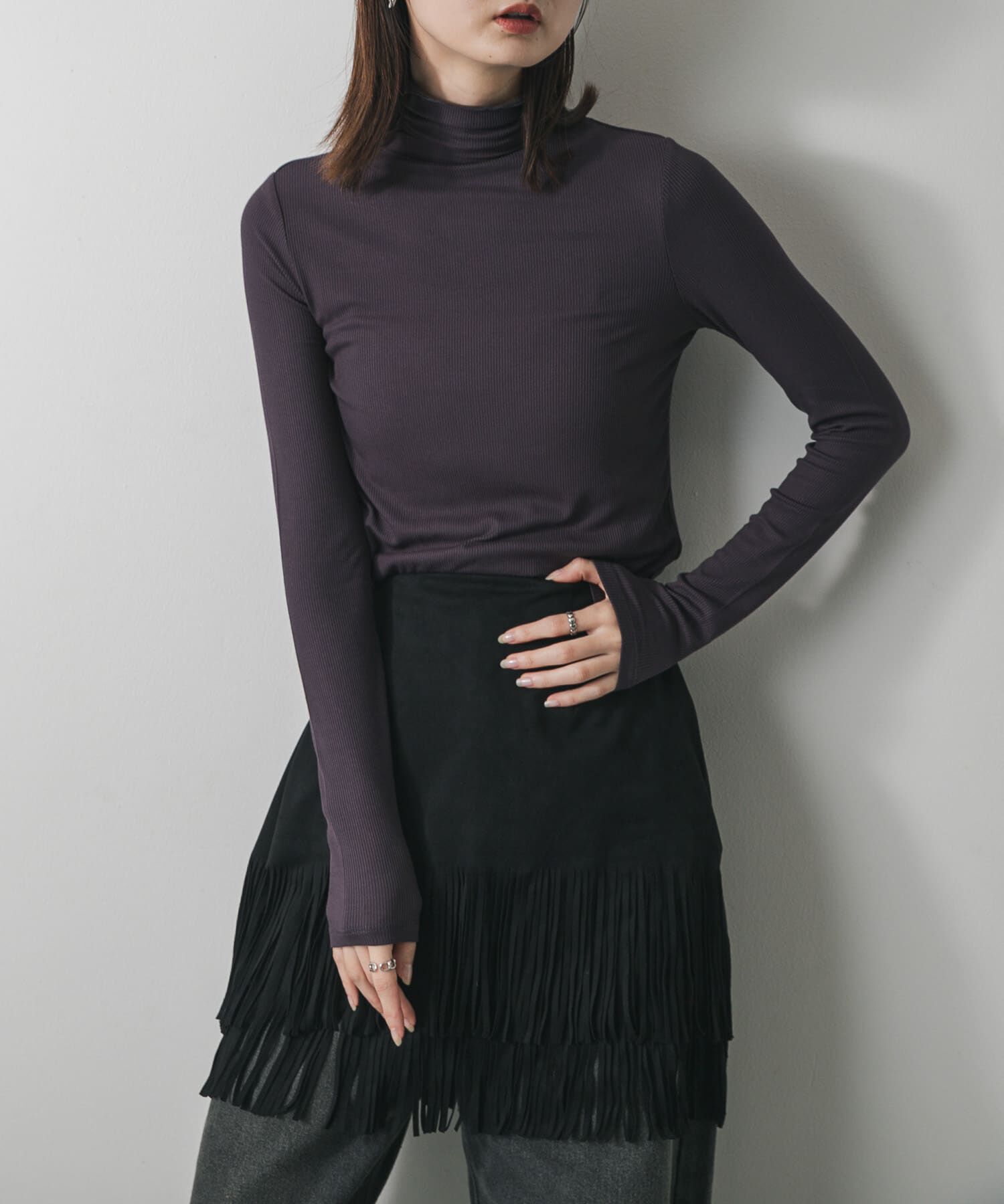 SENSE OF PLACE by URBAN RESEARCH「『毛玉防止』メローハイネックトップ」|Tシャツ・カットソー|チャコールグレー