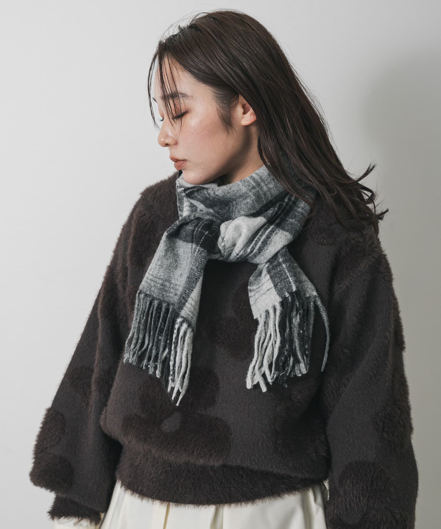 SENSE OF PLACE by URBAN RESEARCH「チェックフリンジストール」|マフラー|