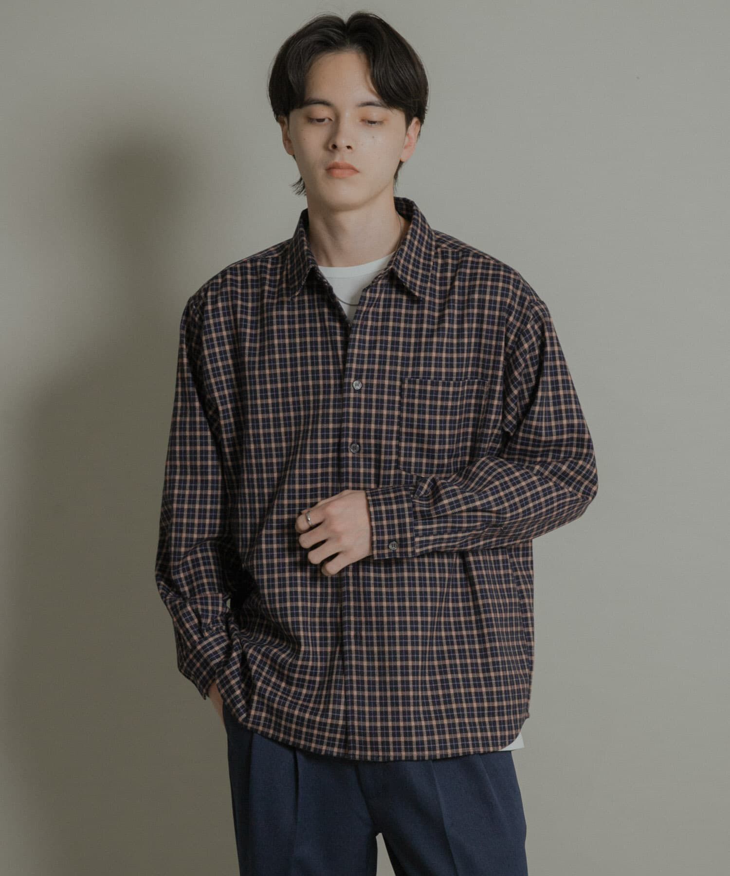 SENSE OF PLACE by URBAN RESEARCH「ニュアンスチェックロングスリーブネルシャツ」|シャツ・ブラウス|ネイビー