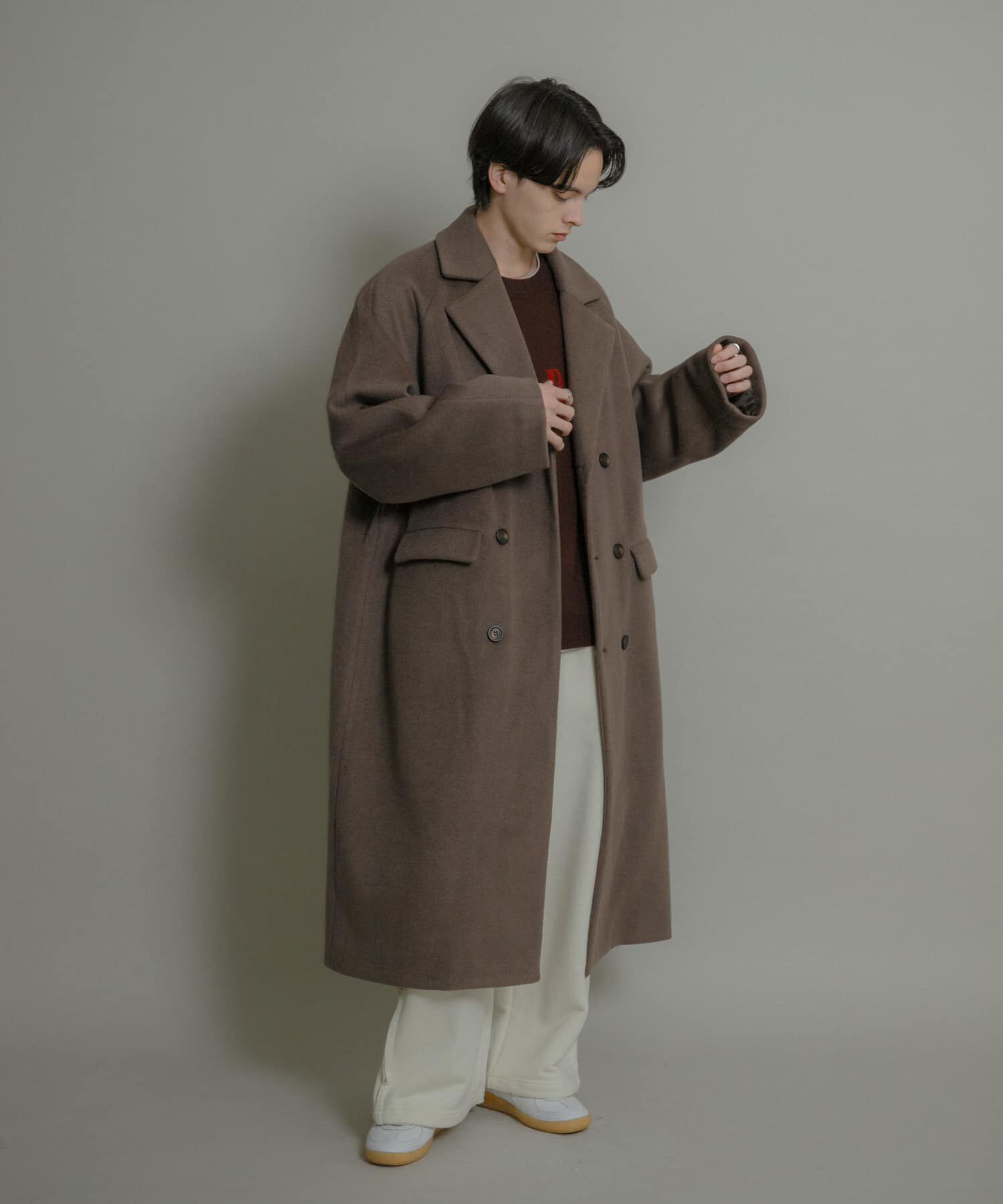 SENSE OF PLACE by URBAN RESEARCH「ウールブレンドダブルロングコート」|ノーカラーコート|